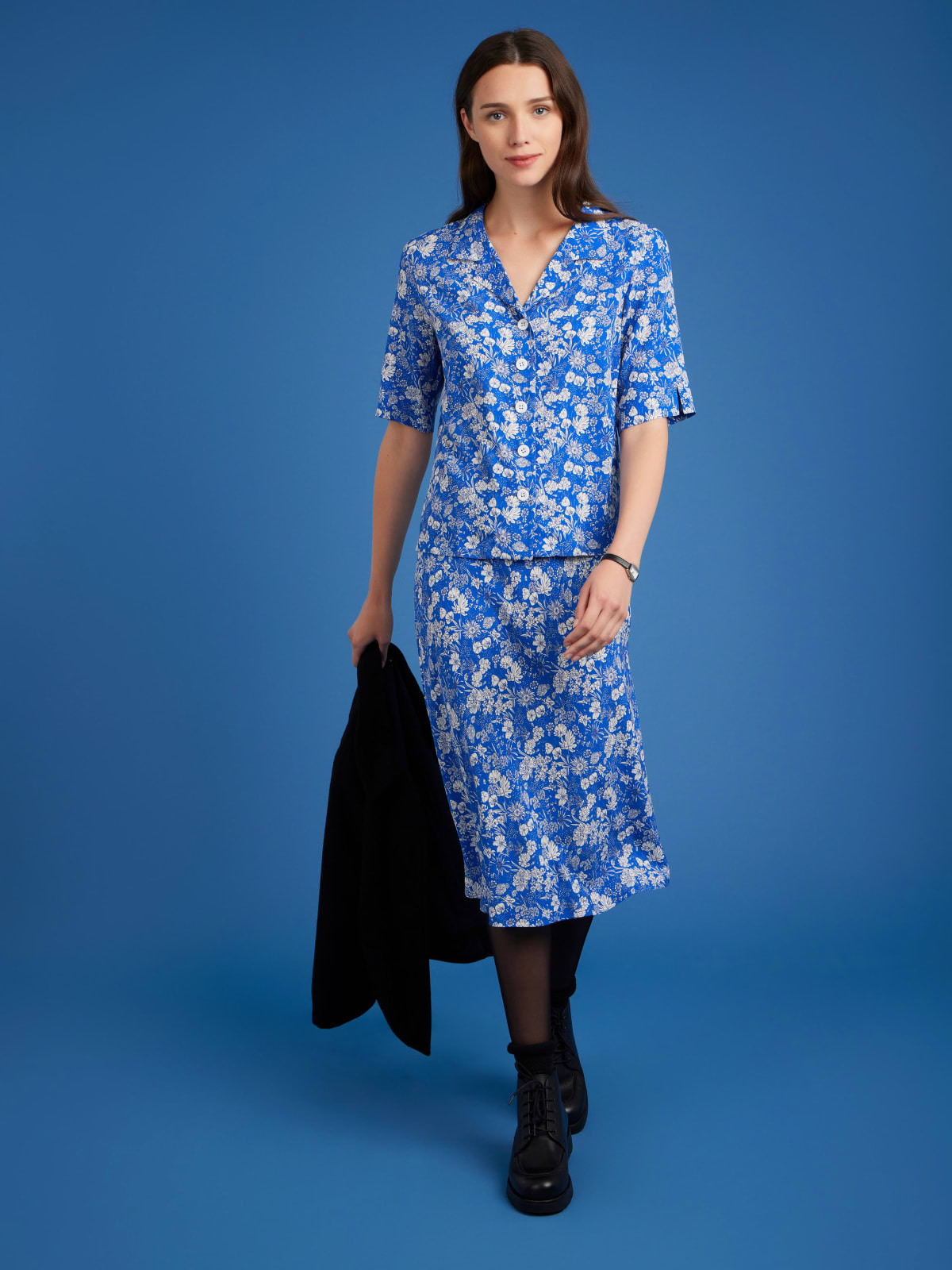 blue floral print Cubana blouse