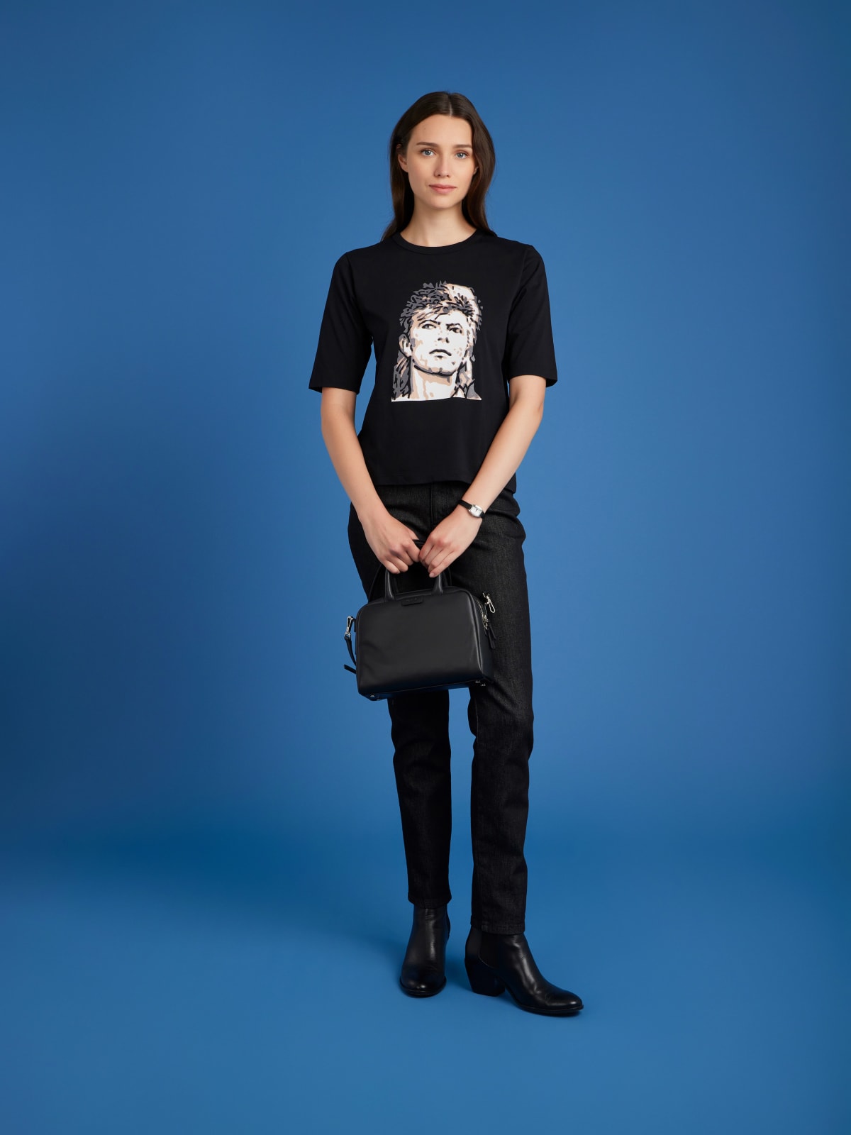 black cotton jersey Brando t-shirt with artist Rafael Gray