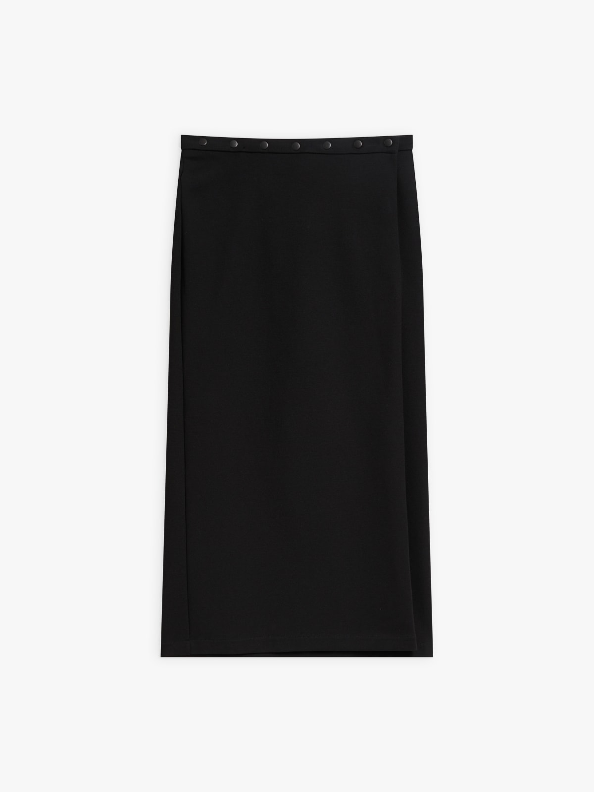 black wrap skirt with snaps