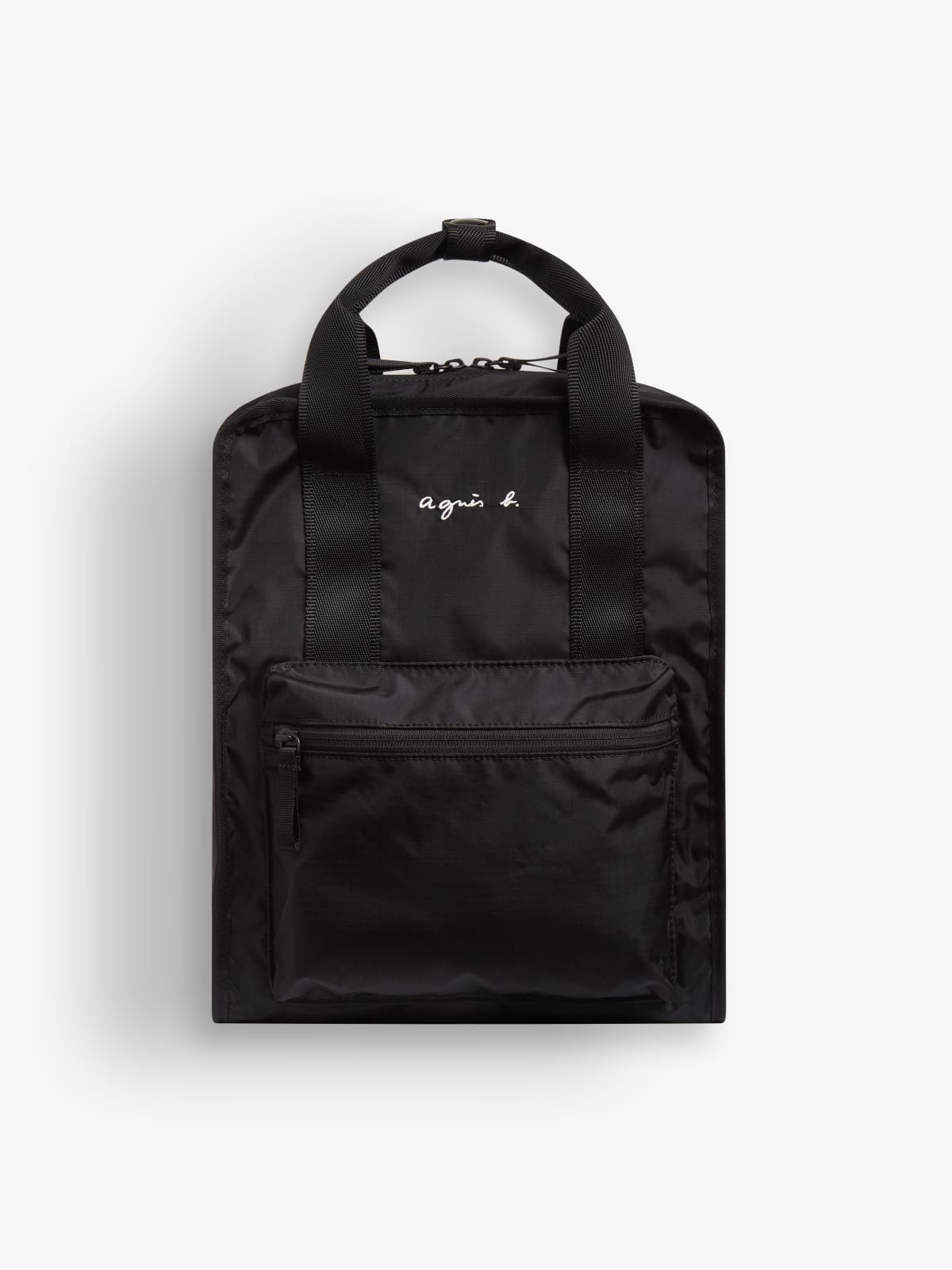 black nylon travel backpack