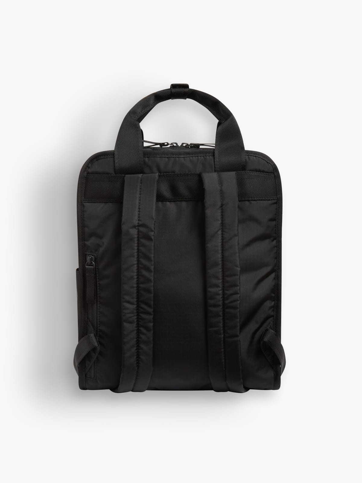 black nylon travel backpack