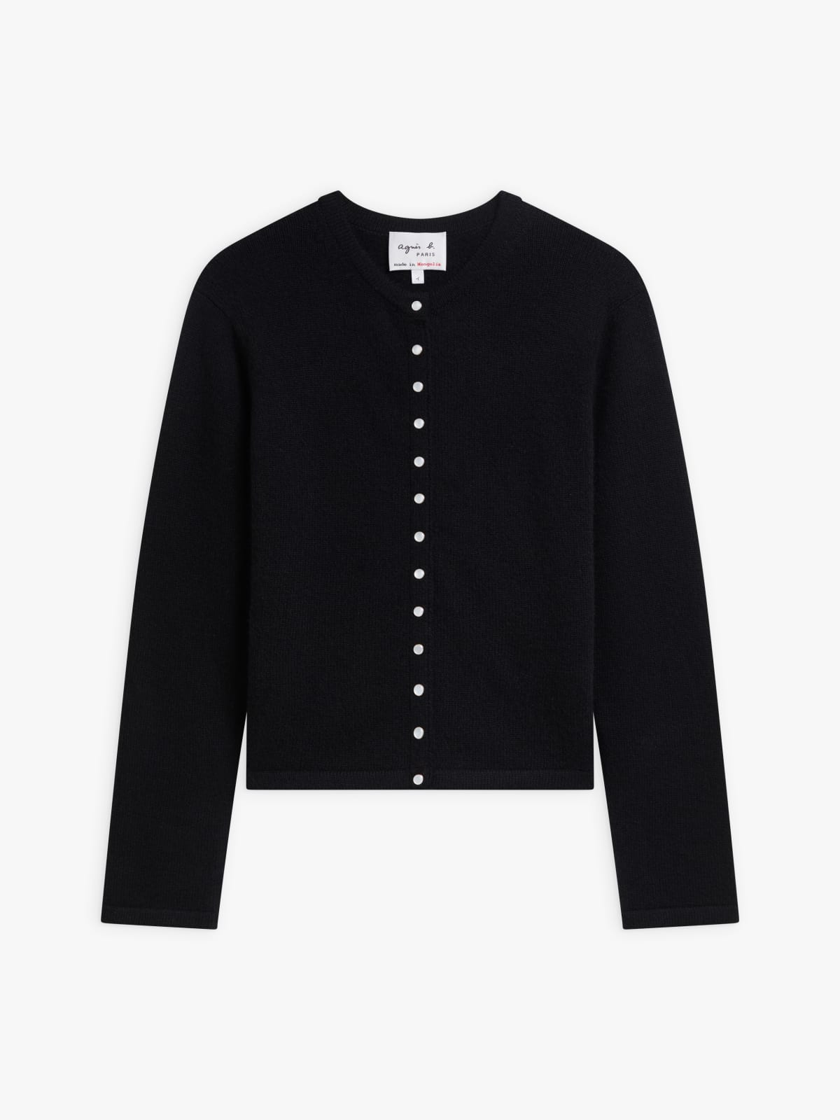 black cashmere "12 ans" snap cardigan