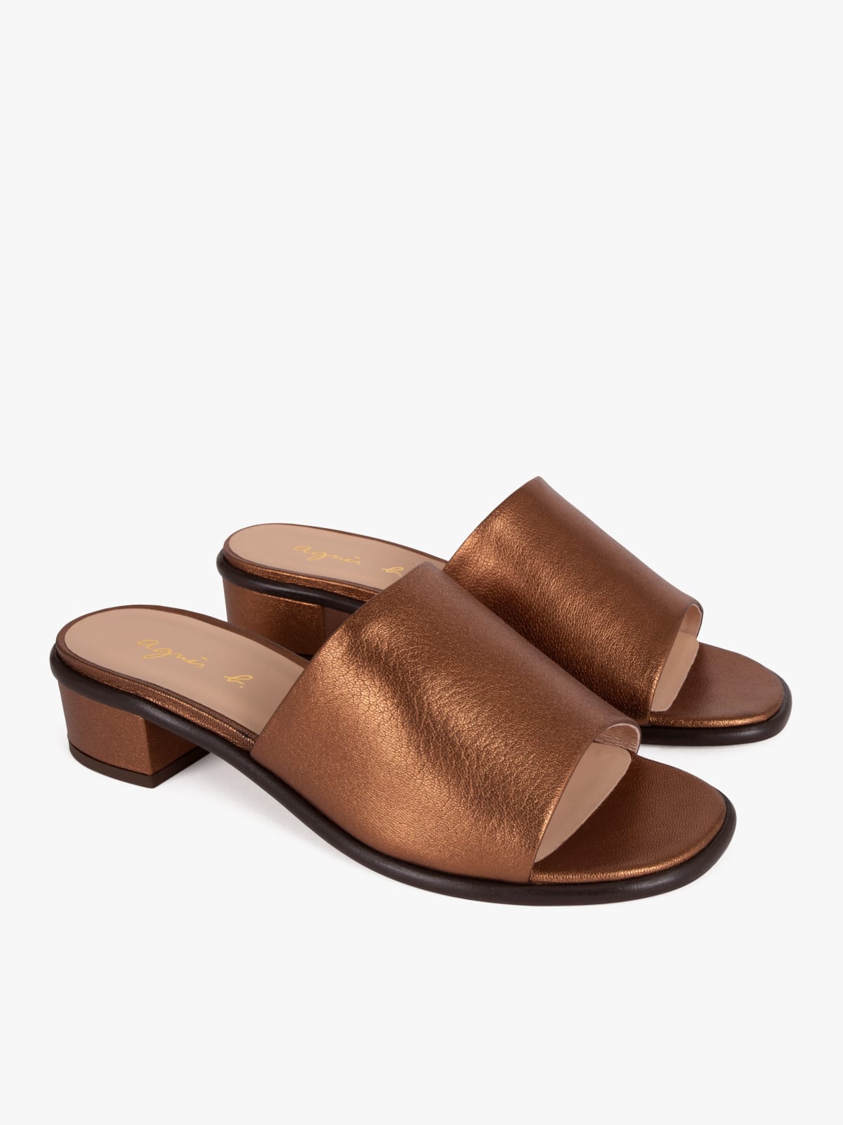 light bronze metallic leather mules Alma