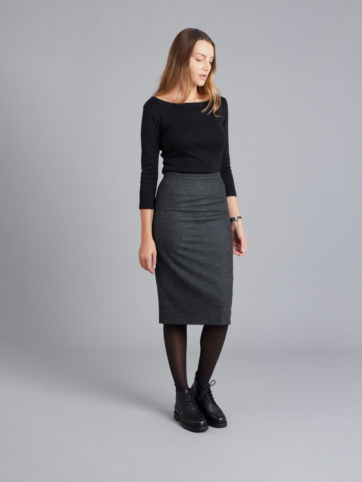 dark grey tweed woollen Fanny skirt