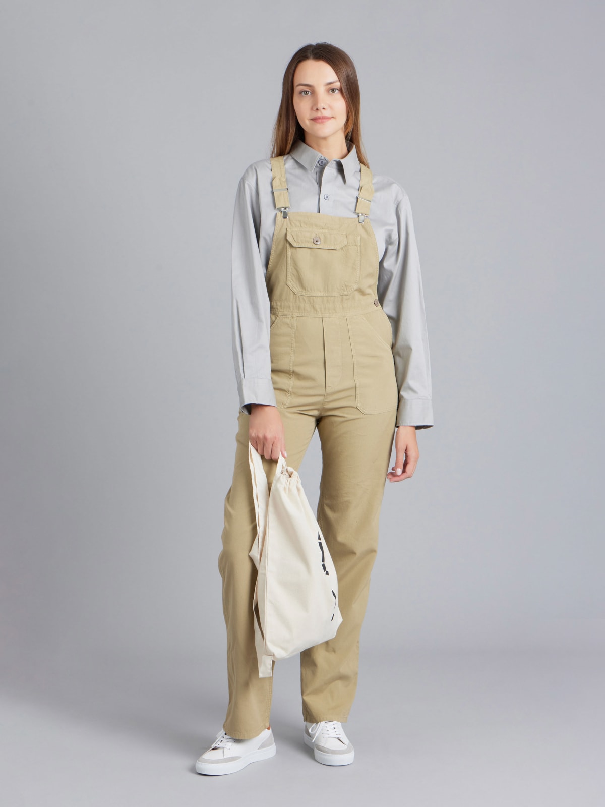 beige cotton canvas Rue du Jour dungarees