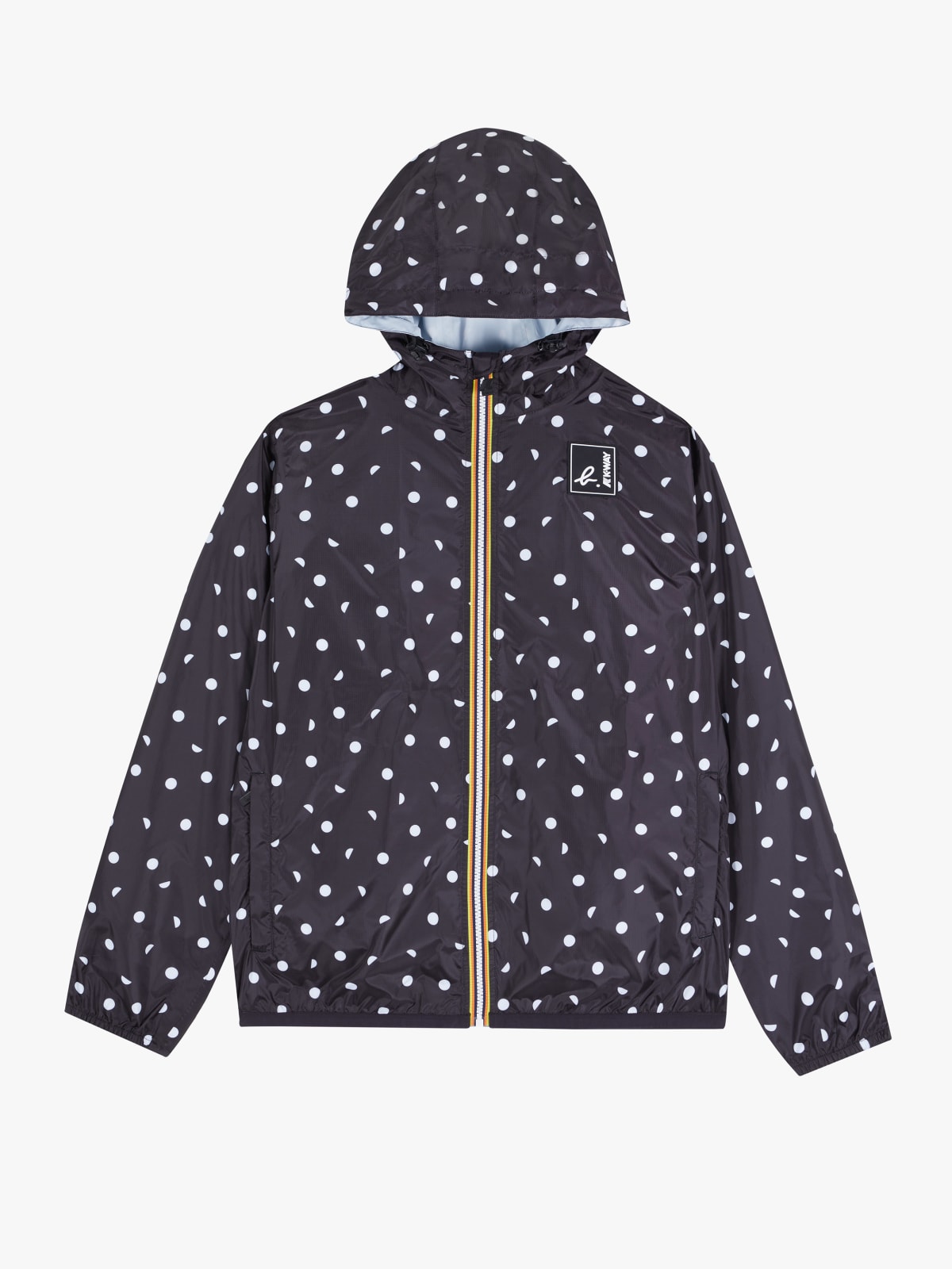 black Claude unisex parka with polka dots agnès b. x K-way