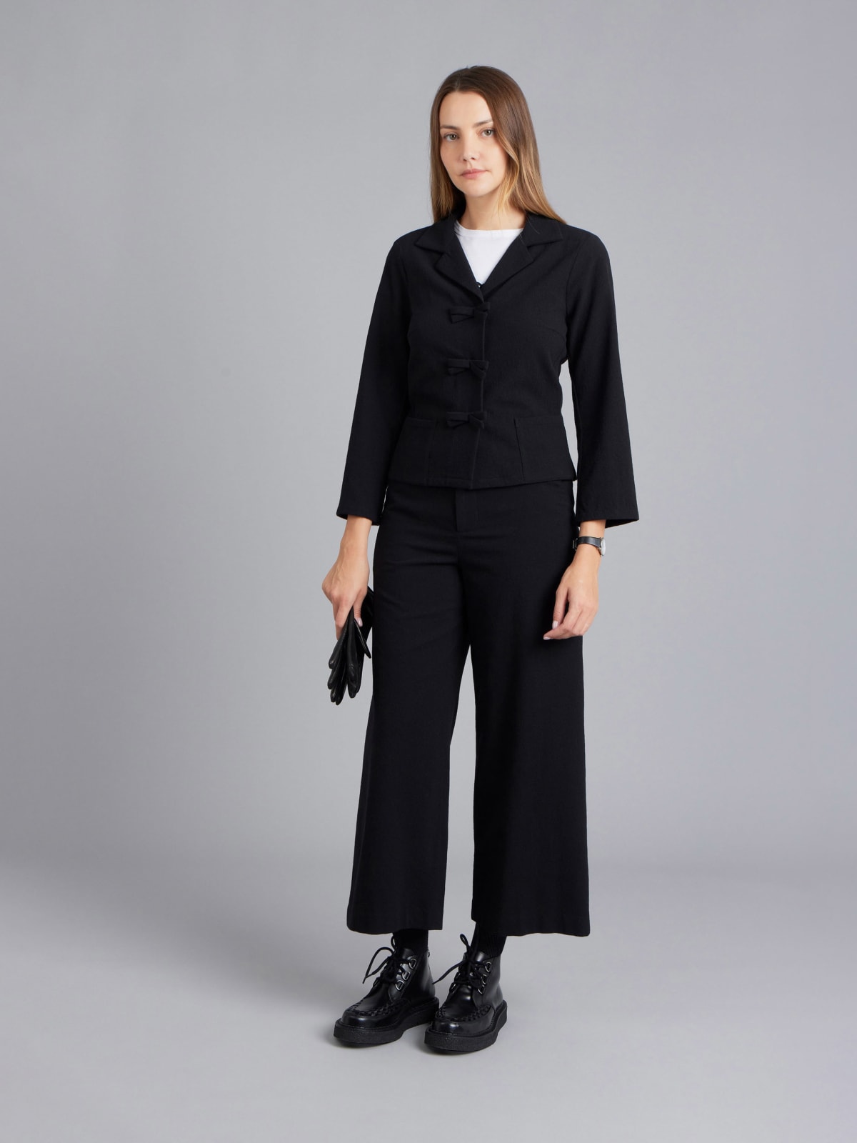 black wool crêpe jacket