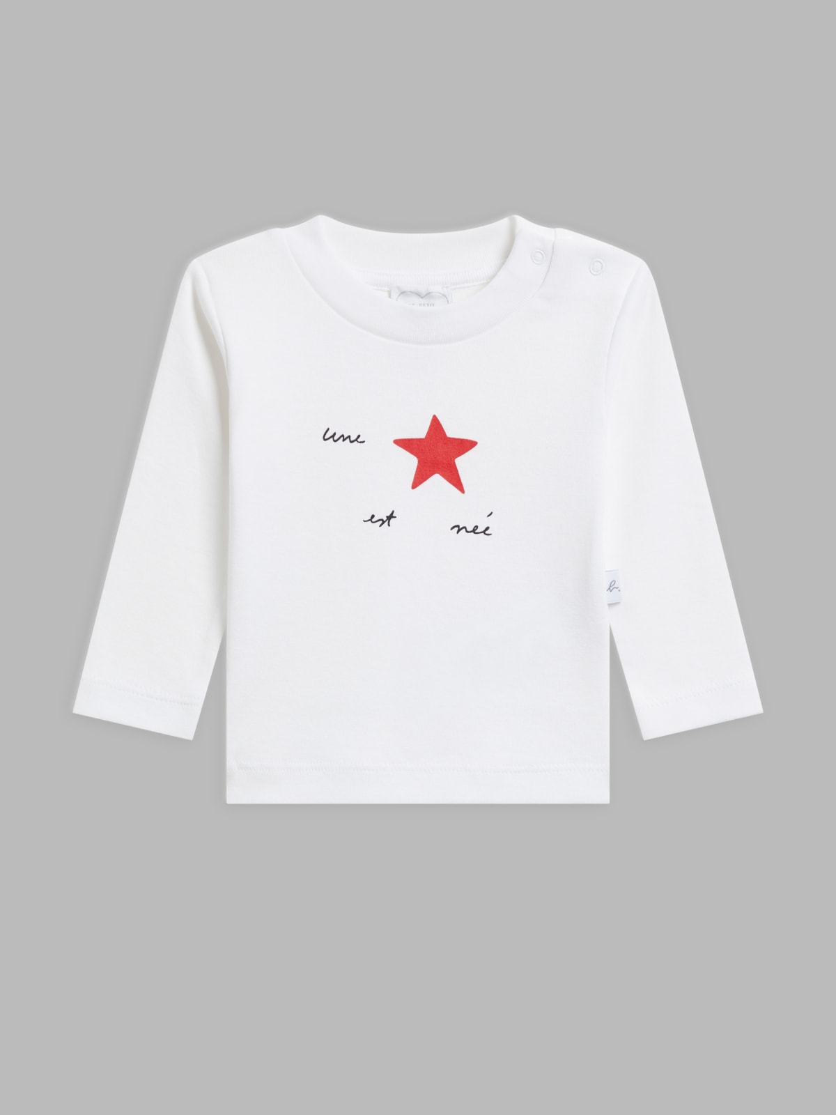 white cotton "une étoile est née" (a star is born) screen-printed Marius t-shirt