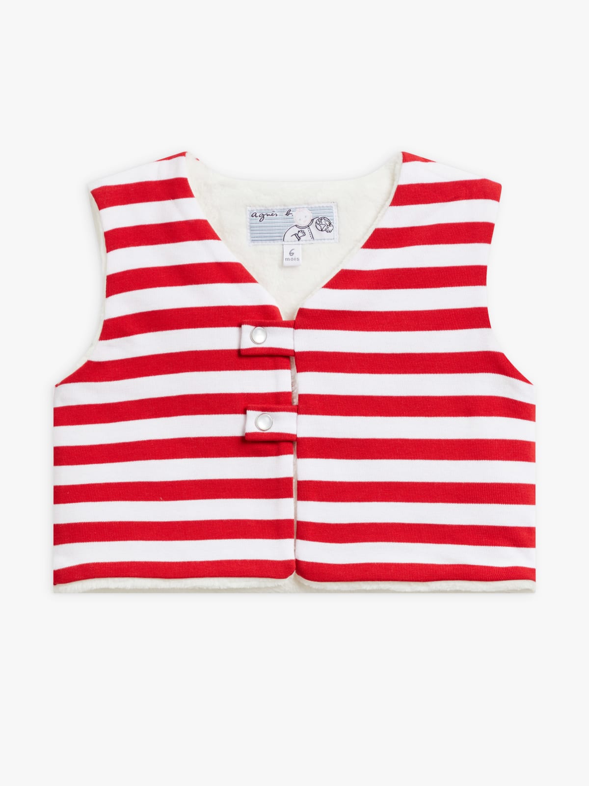 red and white cotton jersey 12/12 striped Nacre cardigan