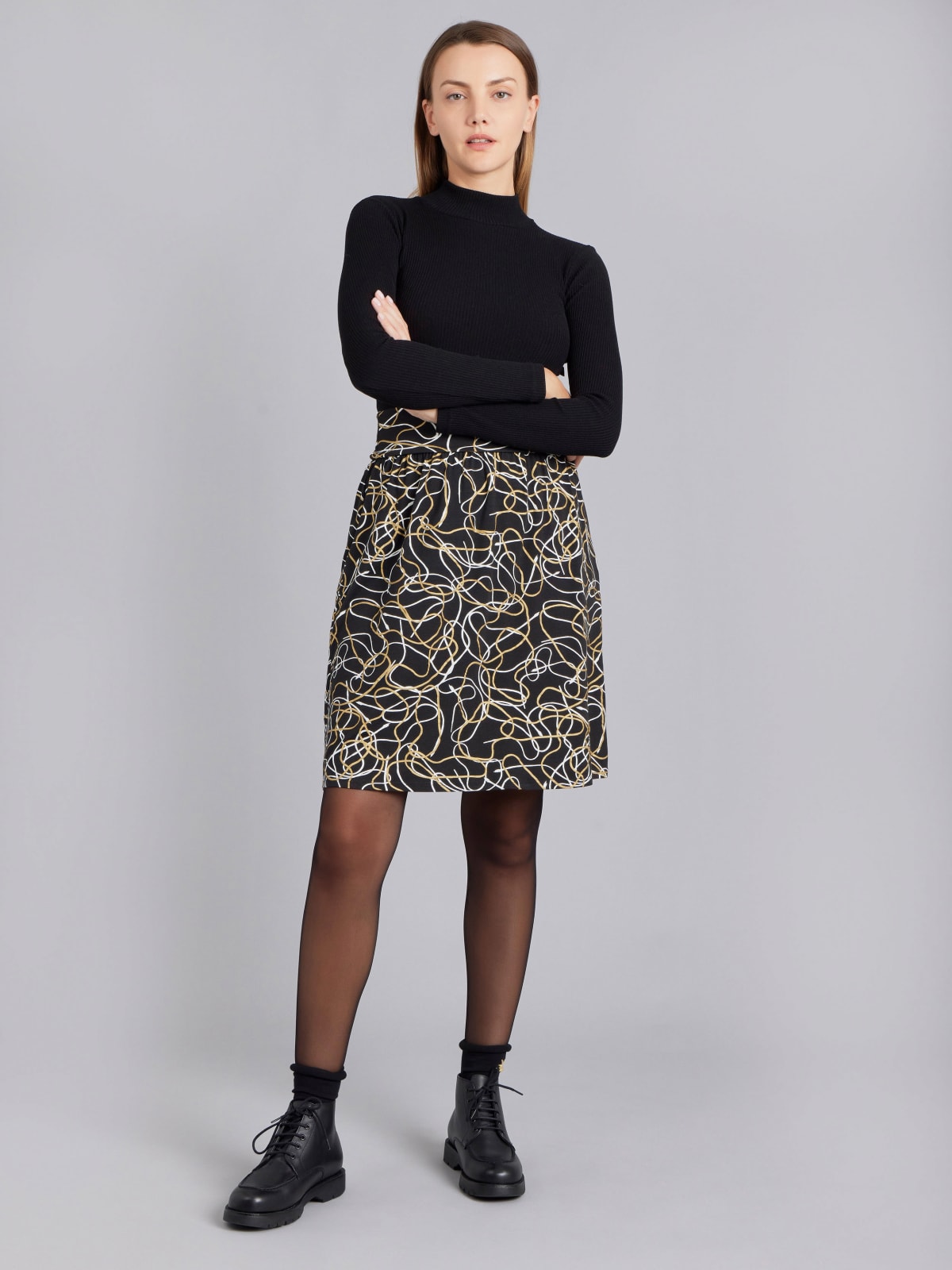 black abstract print Fleur skirt