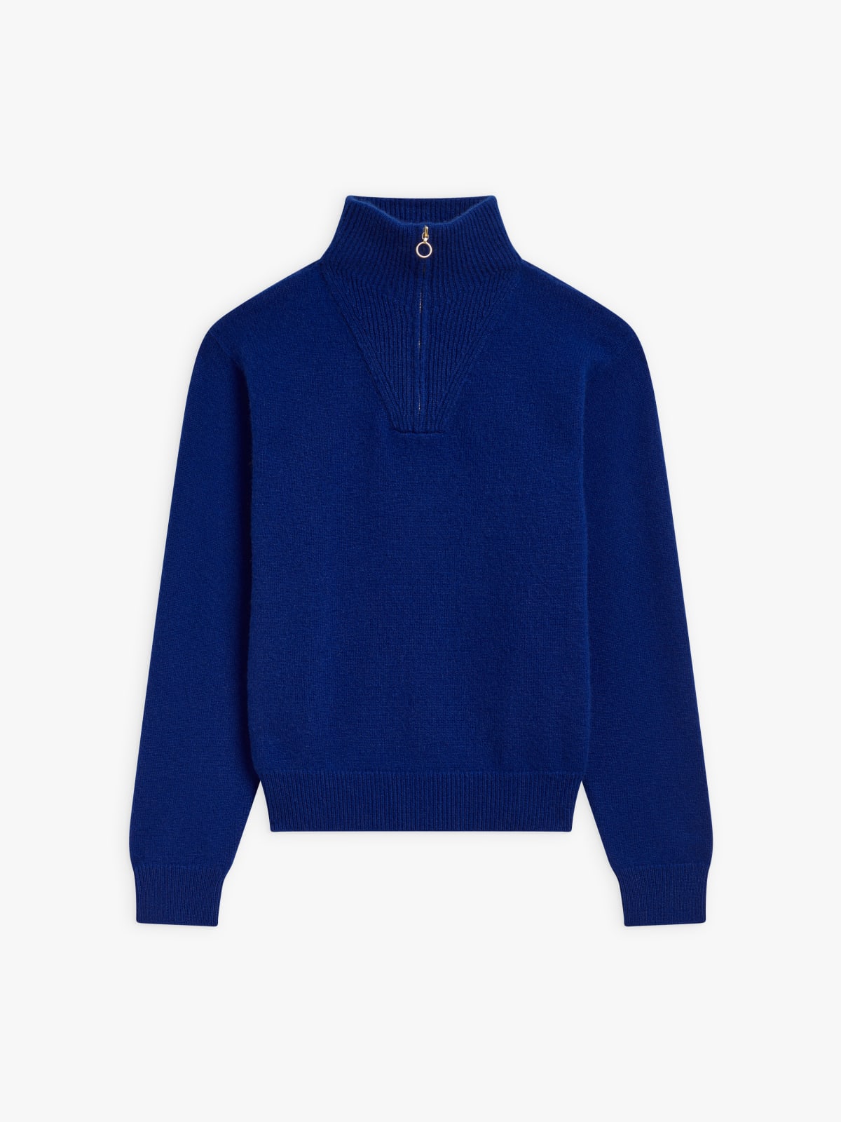 blue cashmere trucker jumper