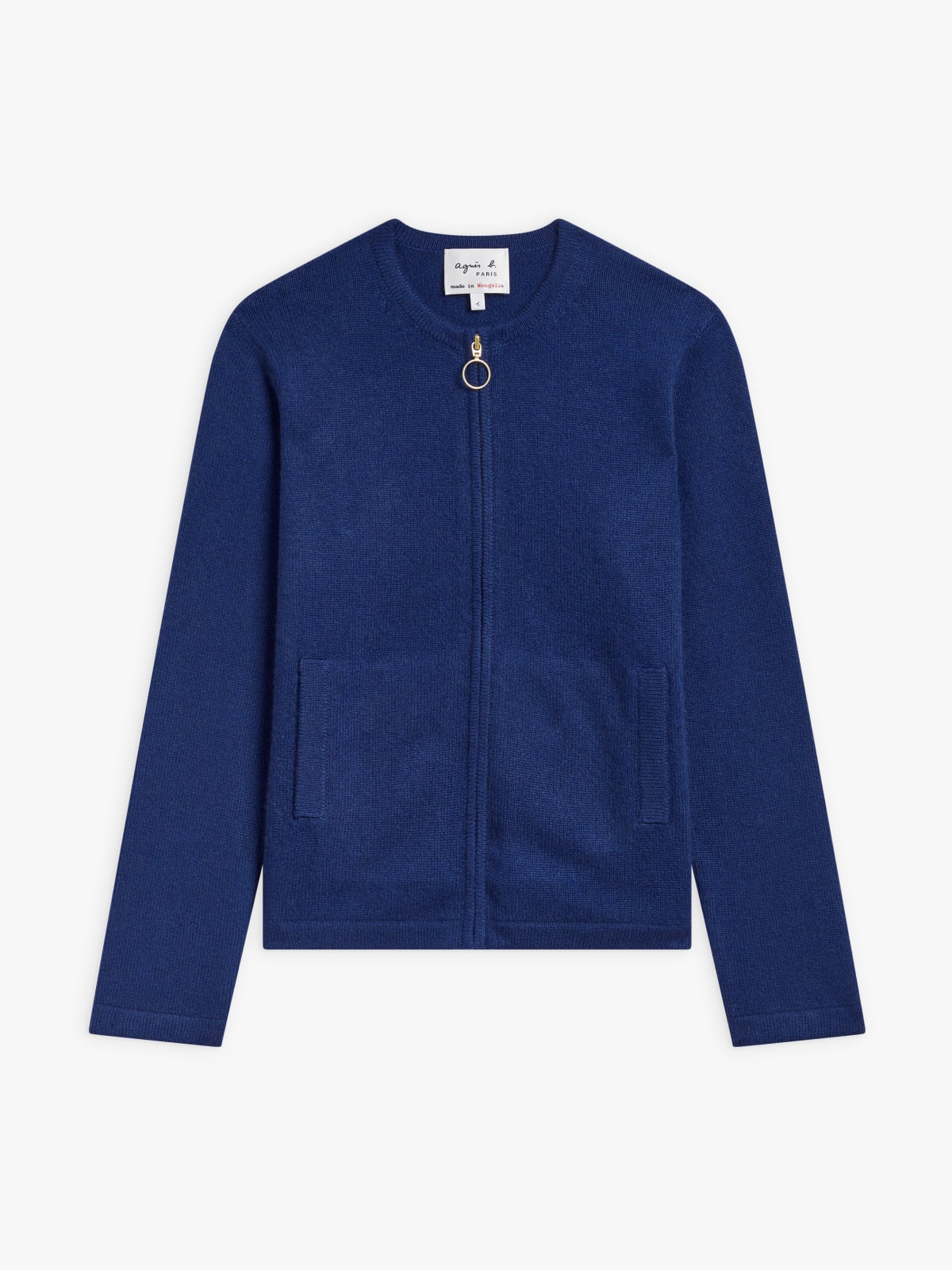 cardigan Zip poches en cachemire bleu nuit