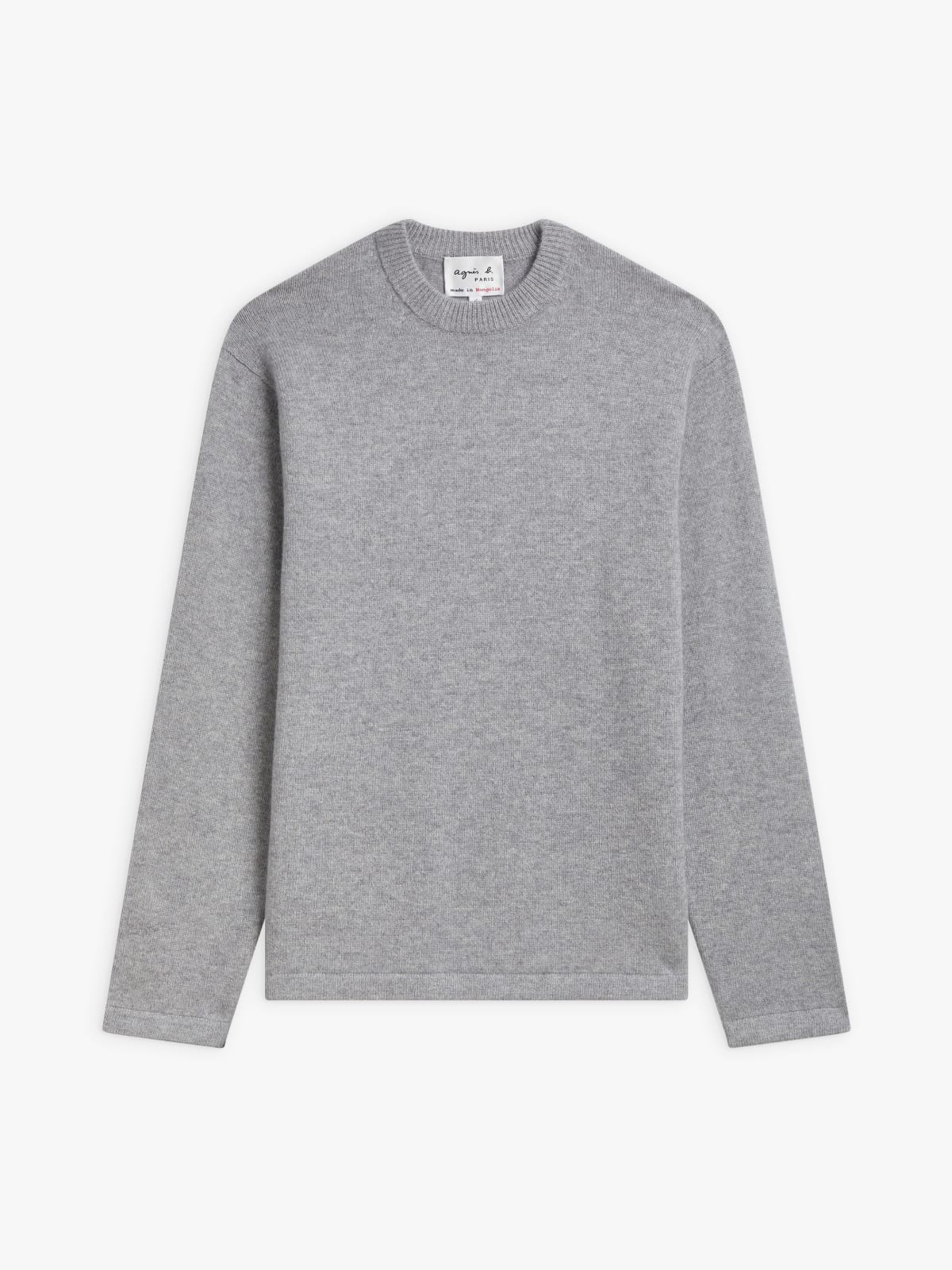 grey cashmere crew-neck jumper