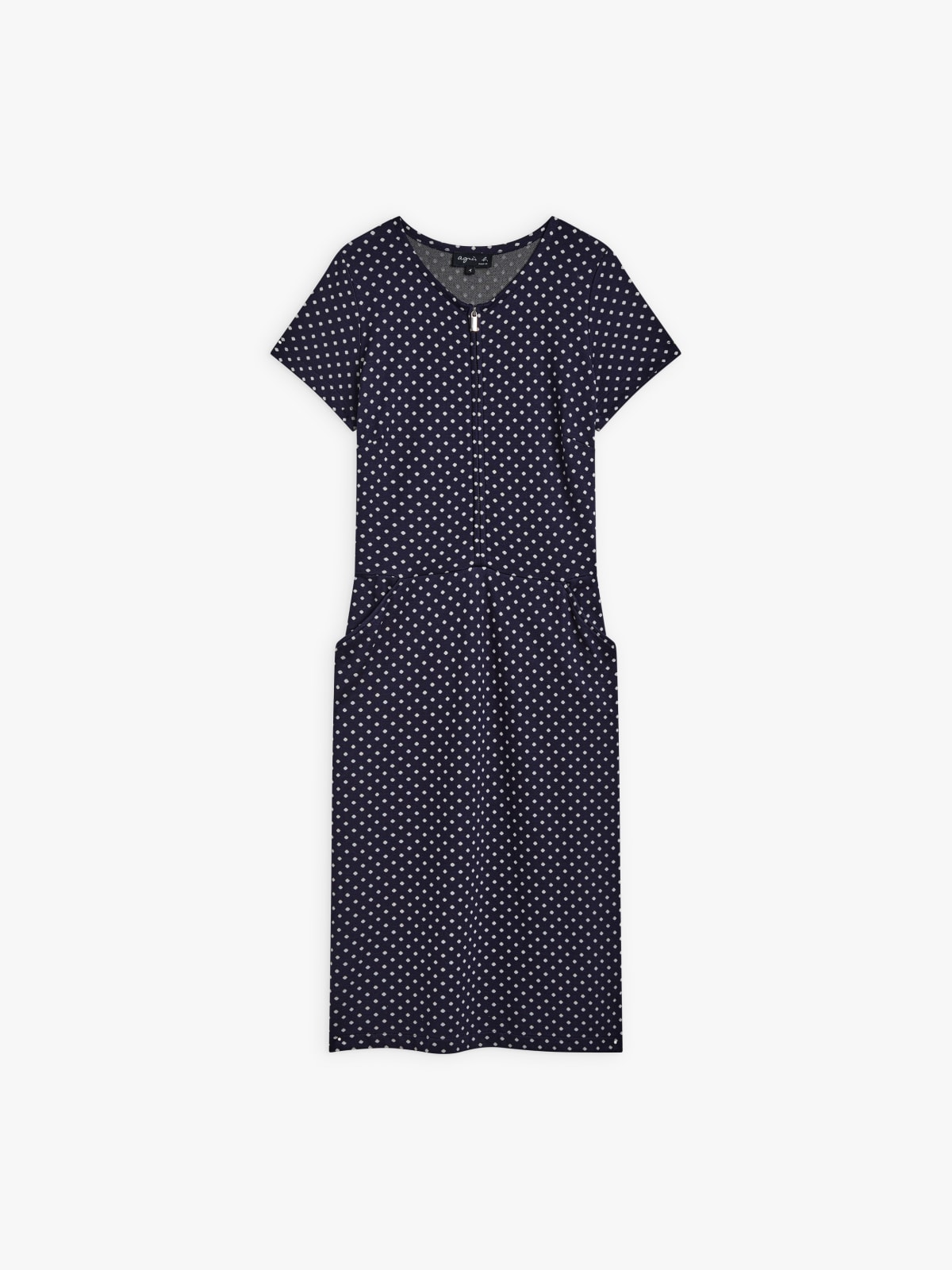 midnight blue polka dot Ville sheath dress