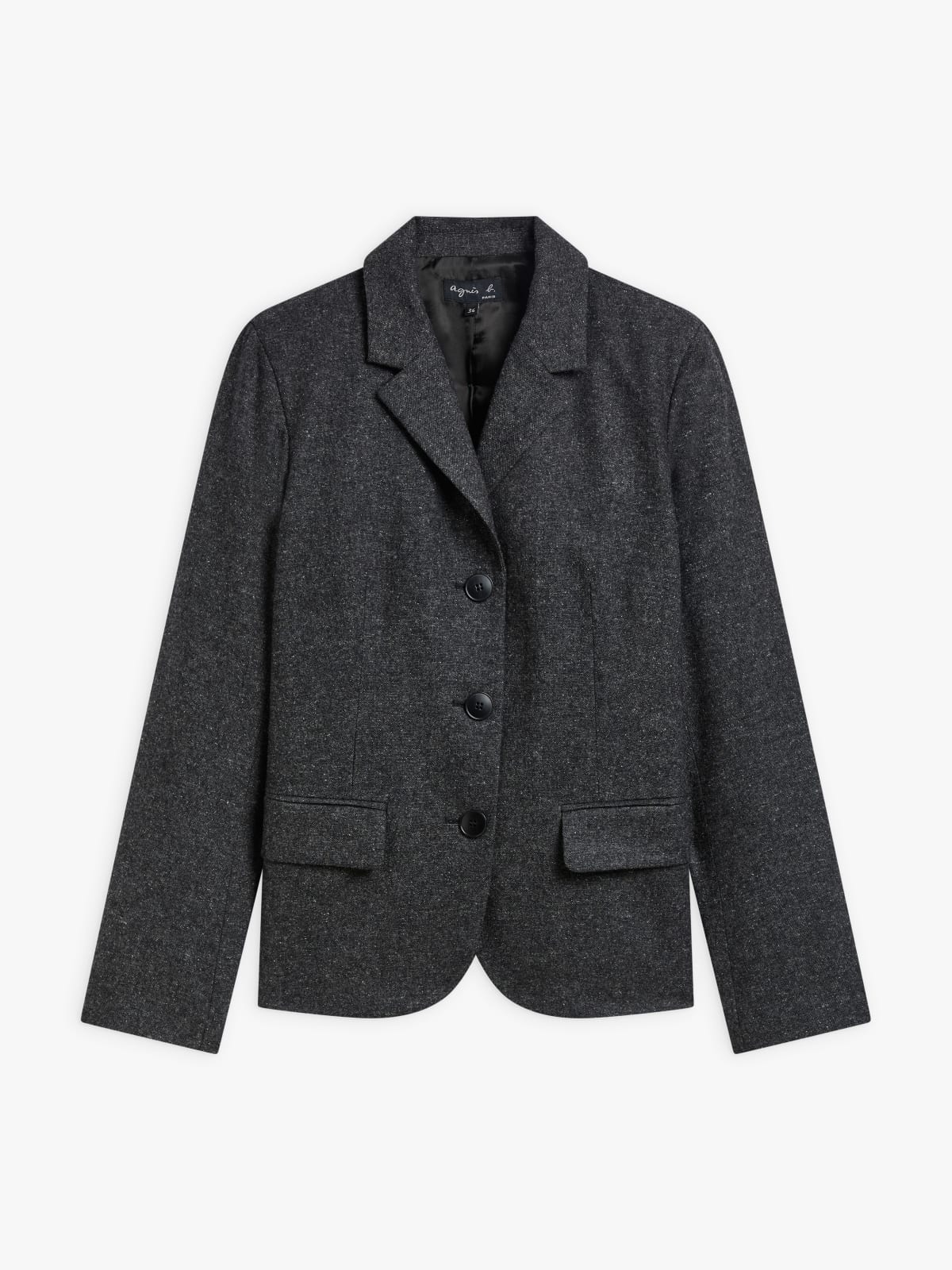 veste Louisa en laine tweedée gris foncé