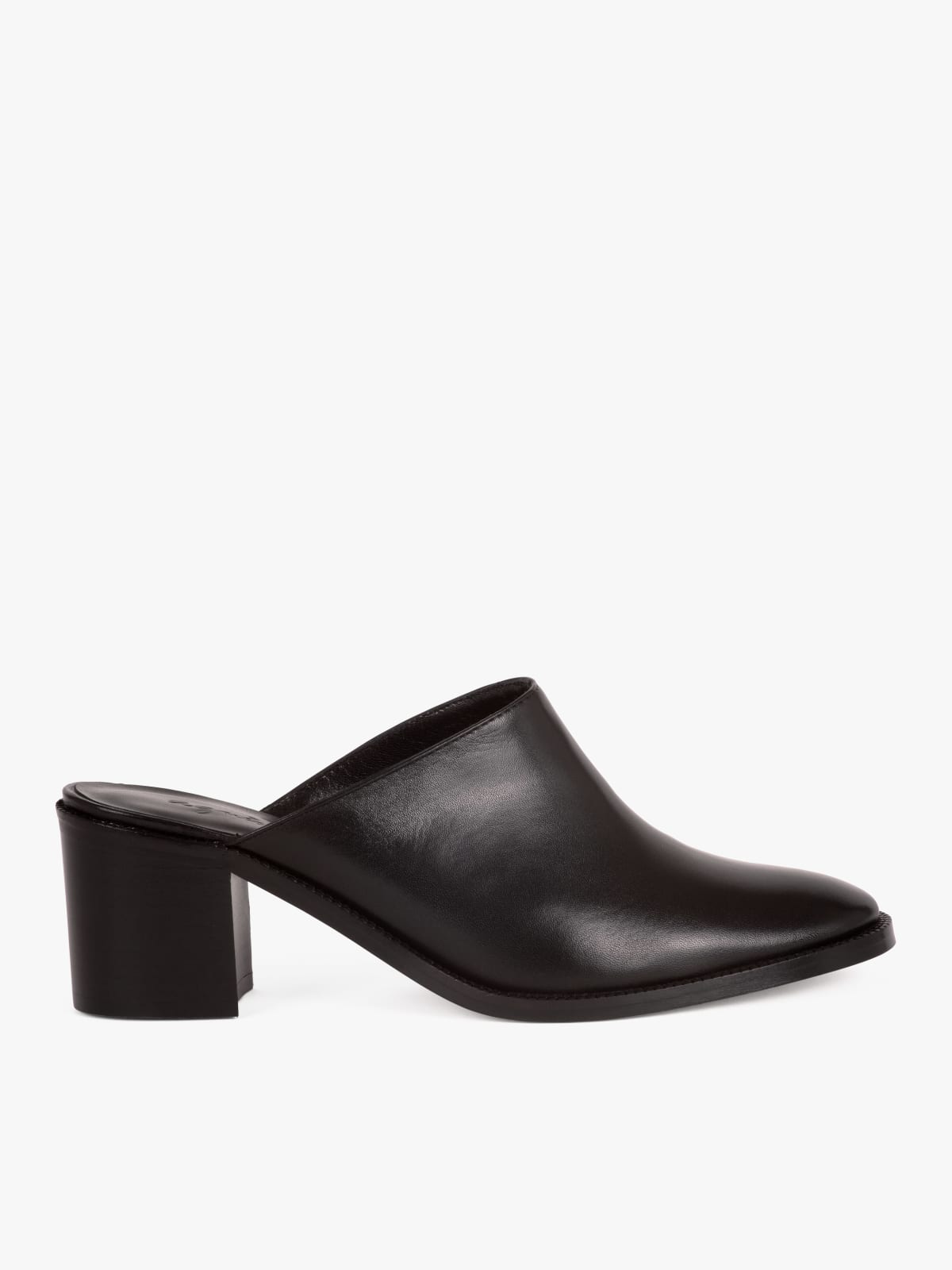 black leather Debbie mules