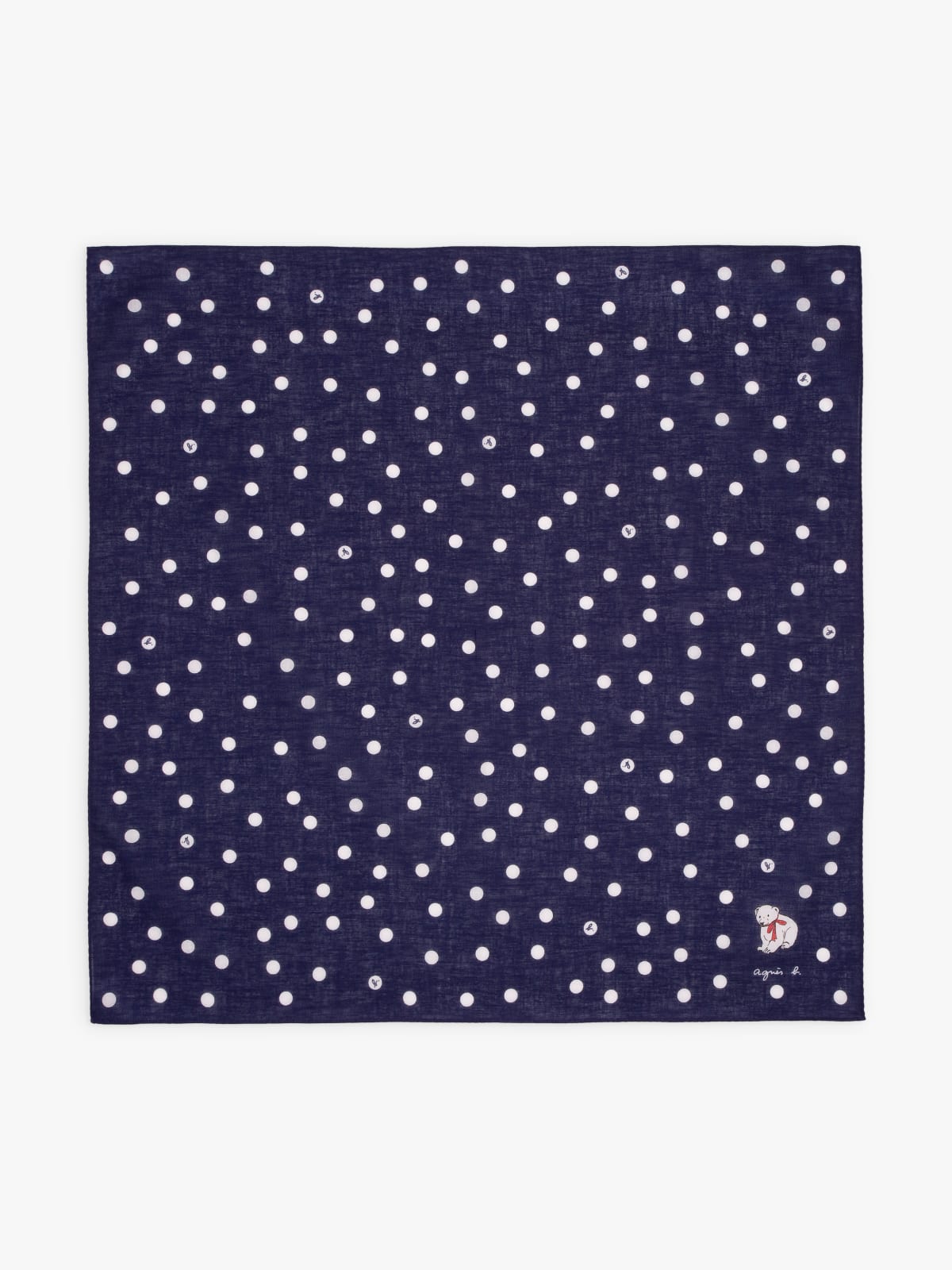 navy blue cotton Ourson handkerchief