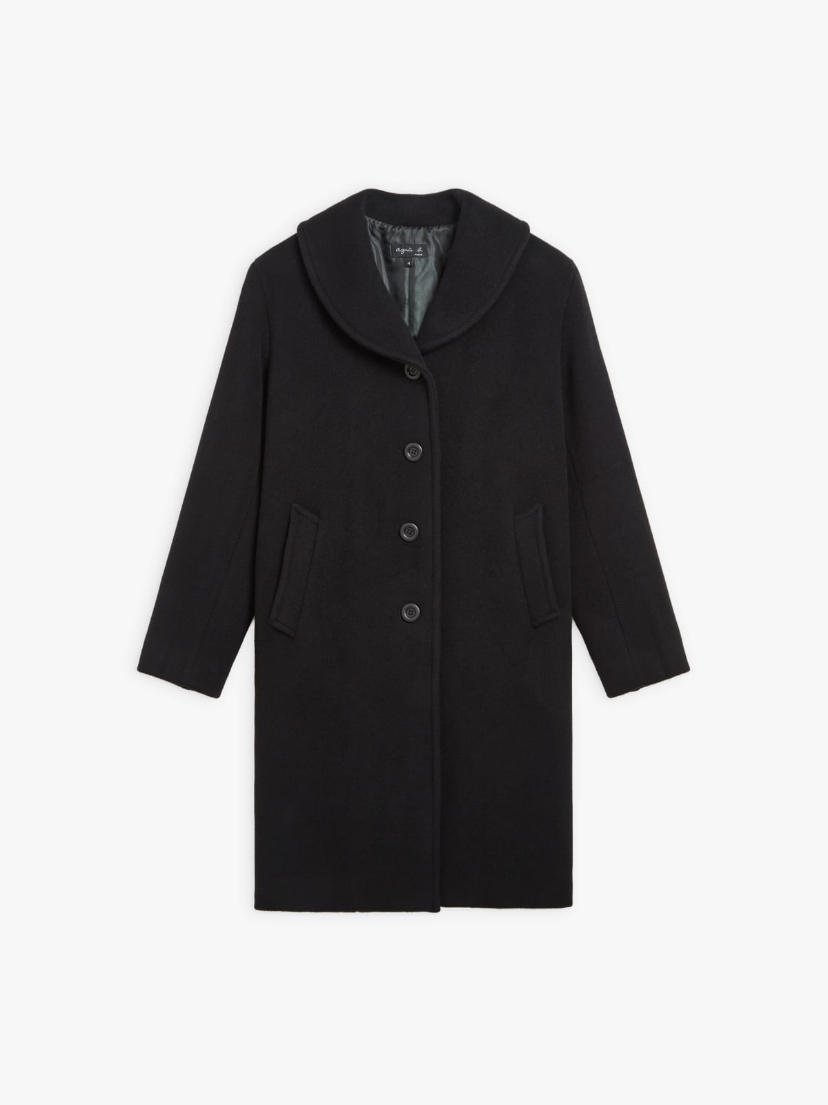 black wool coat with photo lining