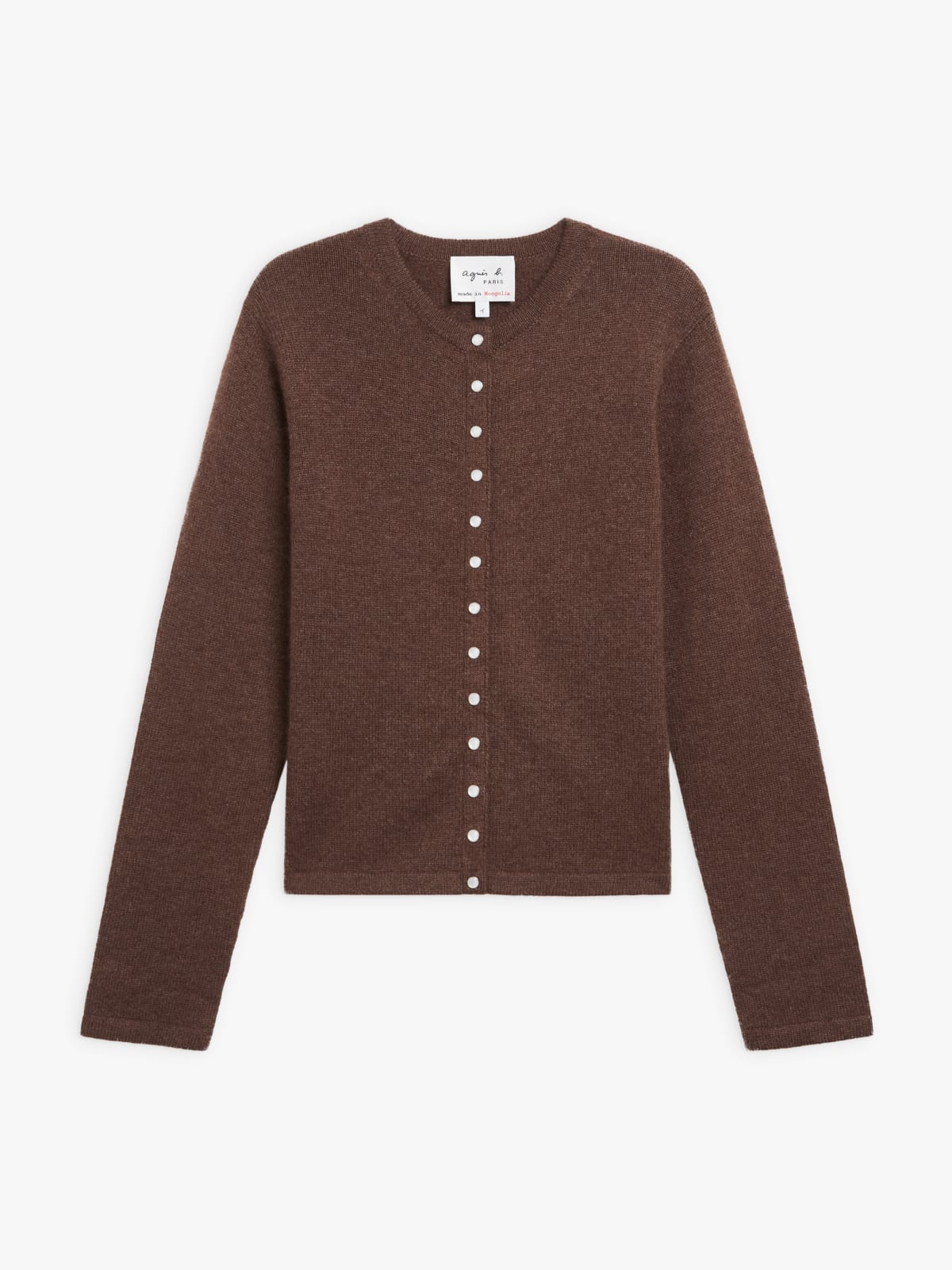 brown 12 ans snap cardigan in cashmere