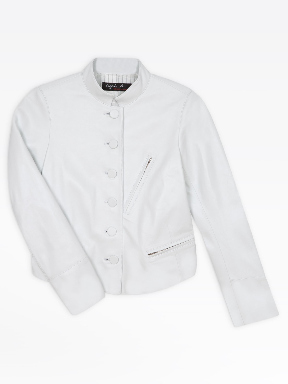 veste tambourin blanche en cuir