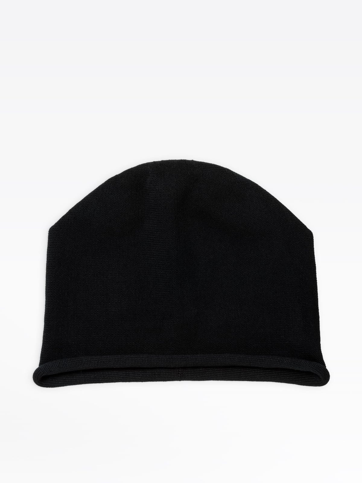 black cotton knit Roulé beanie