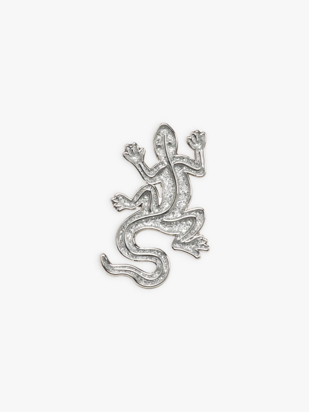 pin's Lézard pailleté couleur argenté