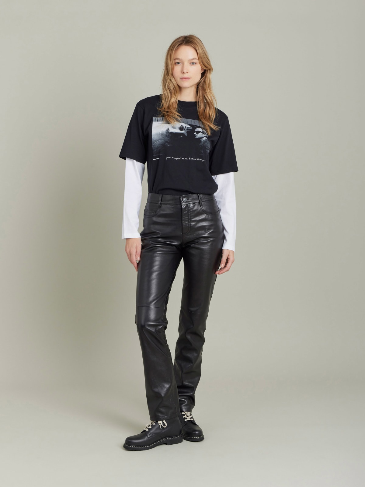 black soft leather Hina pants