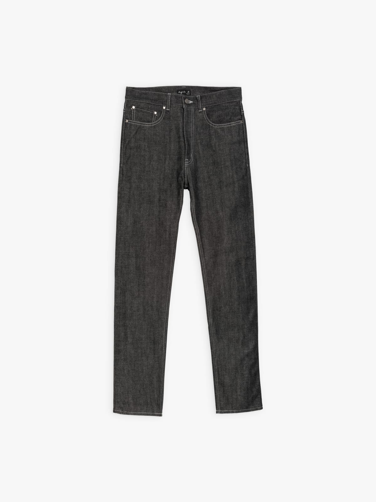 #1 men slim selvedge black jeans