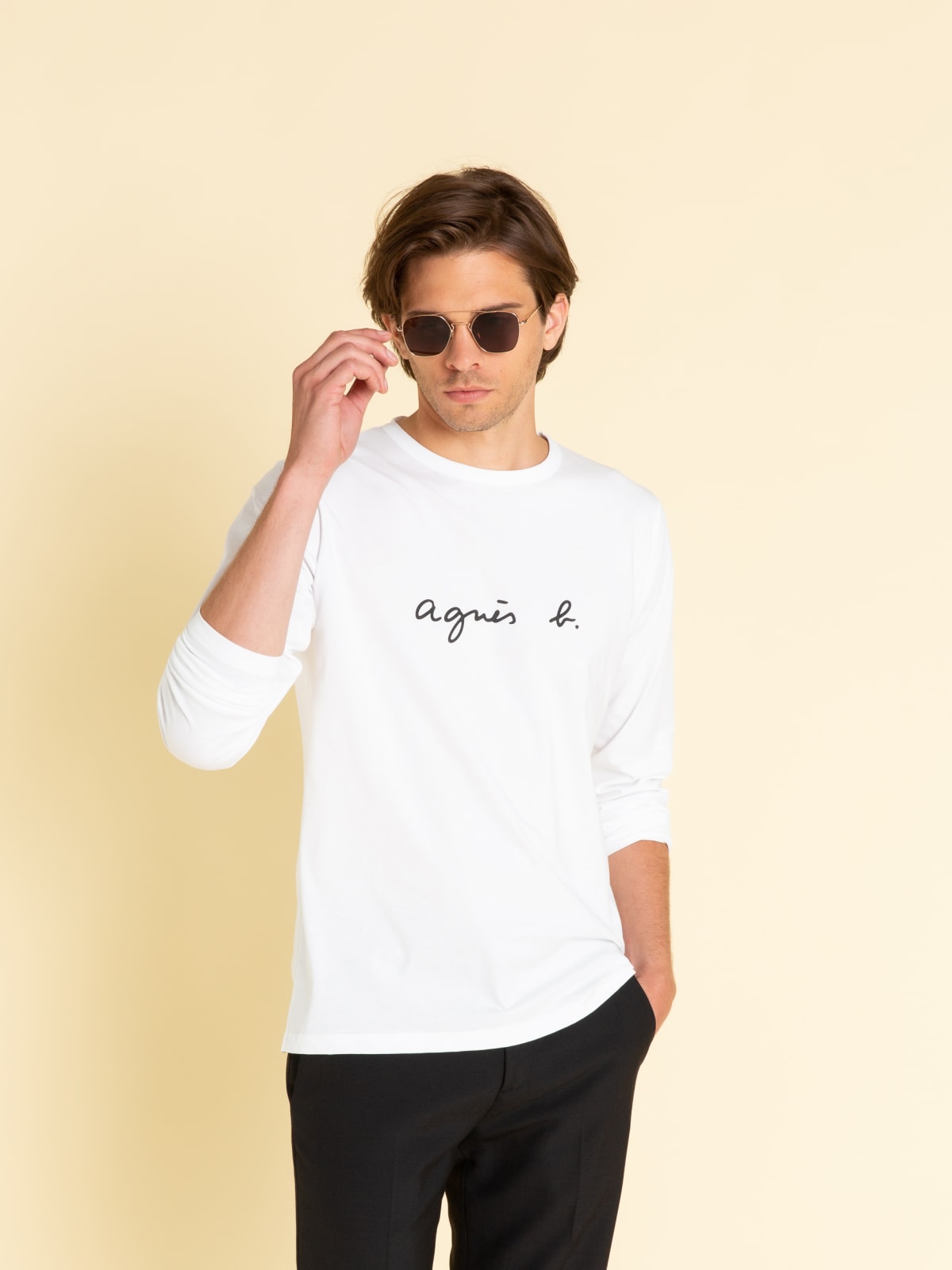 white long sleeves Coulos "agnès b." t-shirt