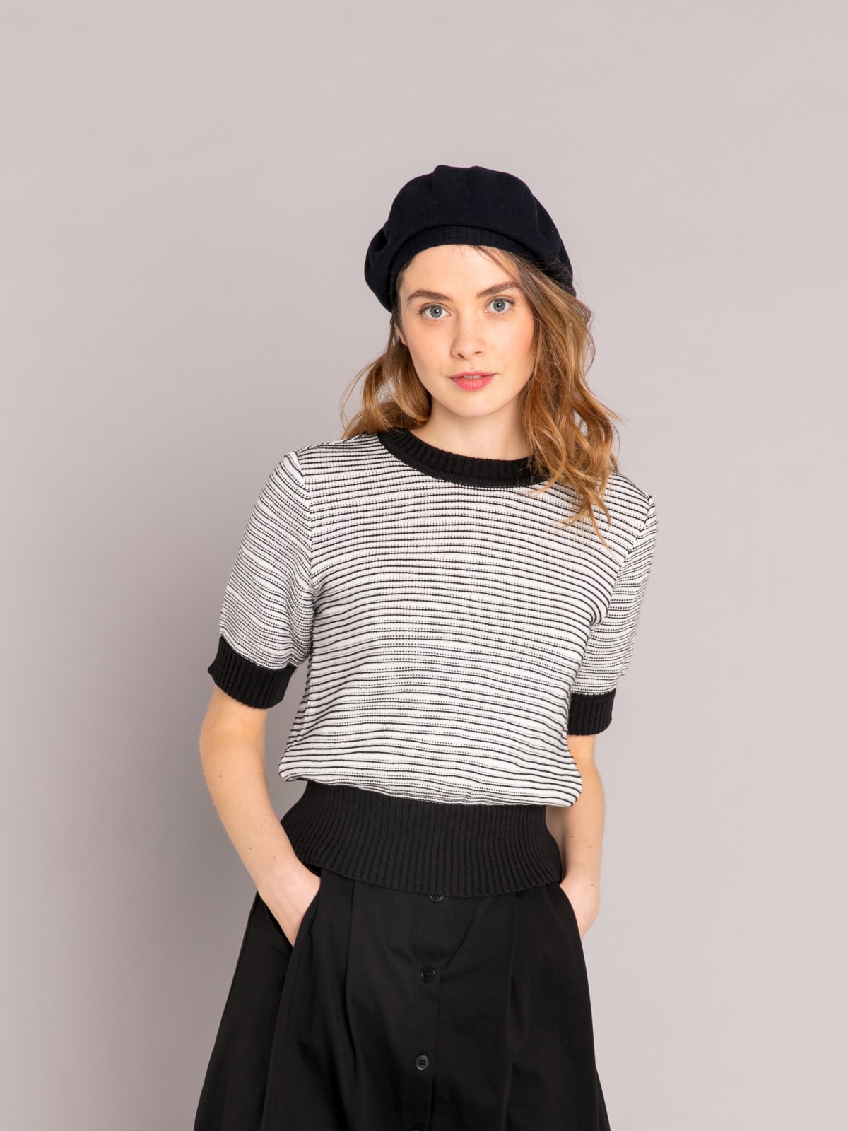 black cotton beret