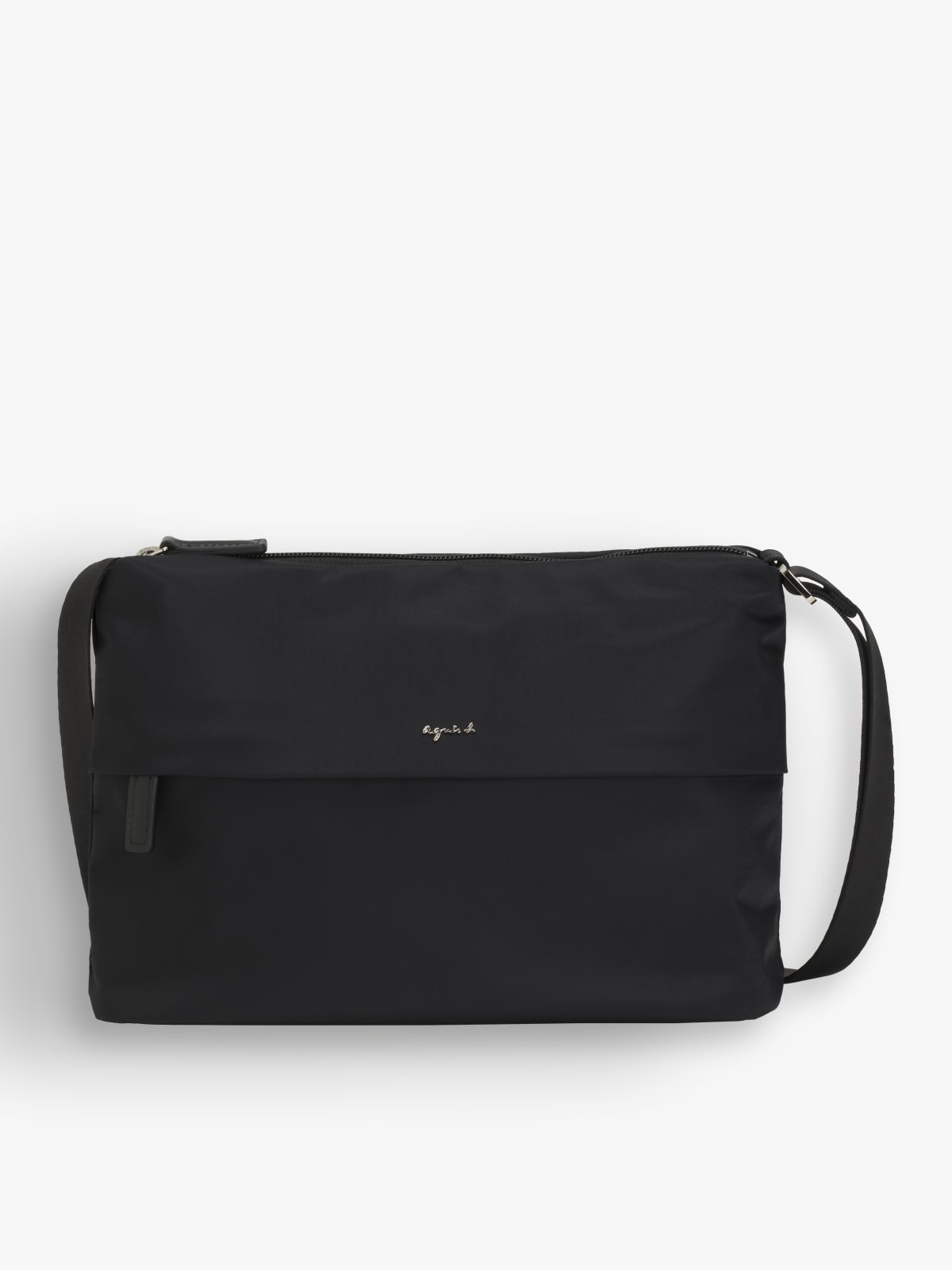 black nylon zipped shoulder bag