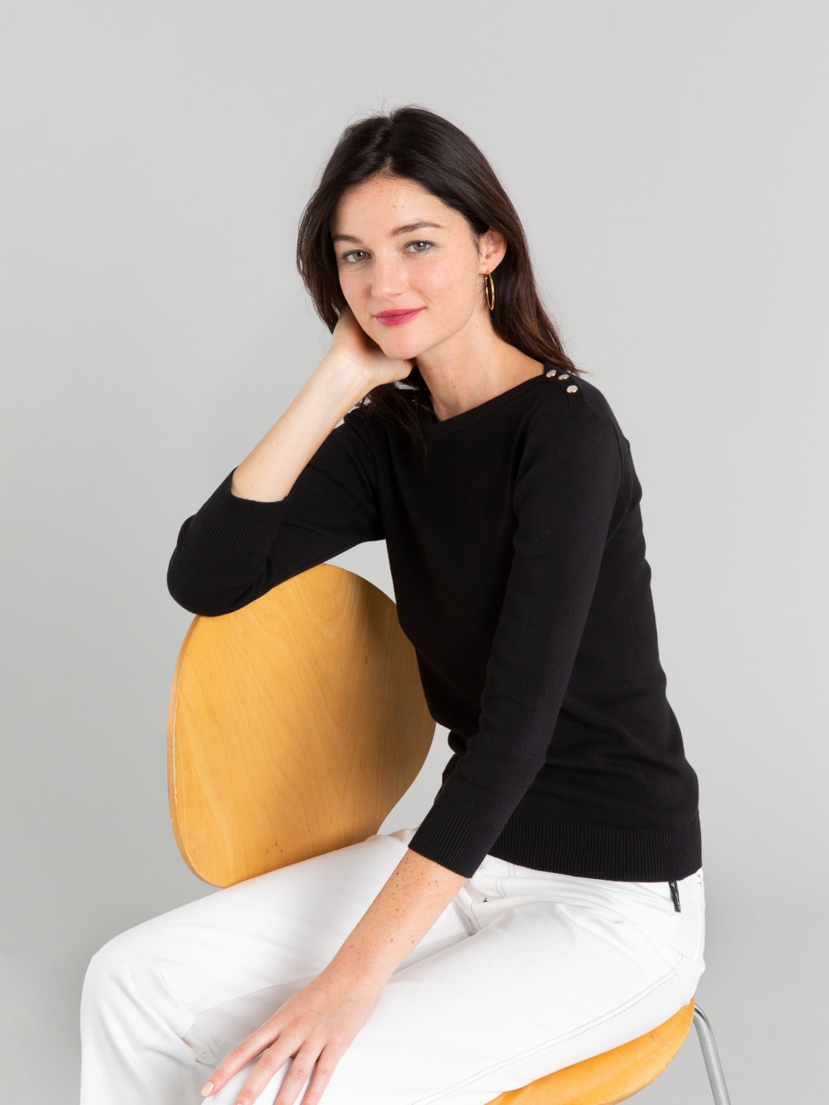 pull Badiane en maille de coton noir