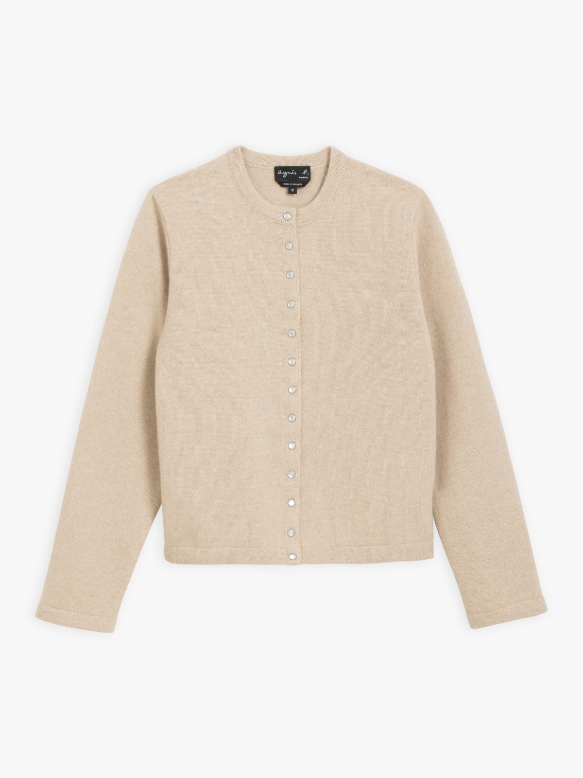 beige cashmere snap cardigan