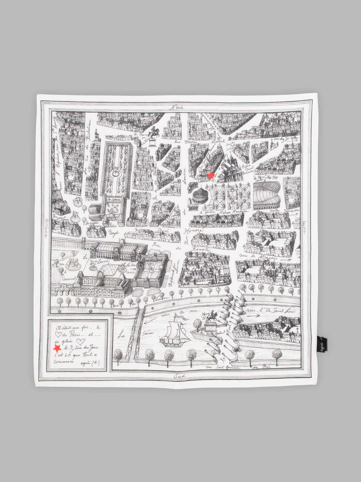 black and white Rue du Jour cotton bandana