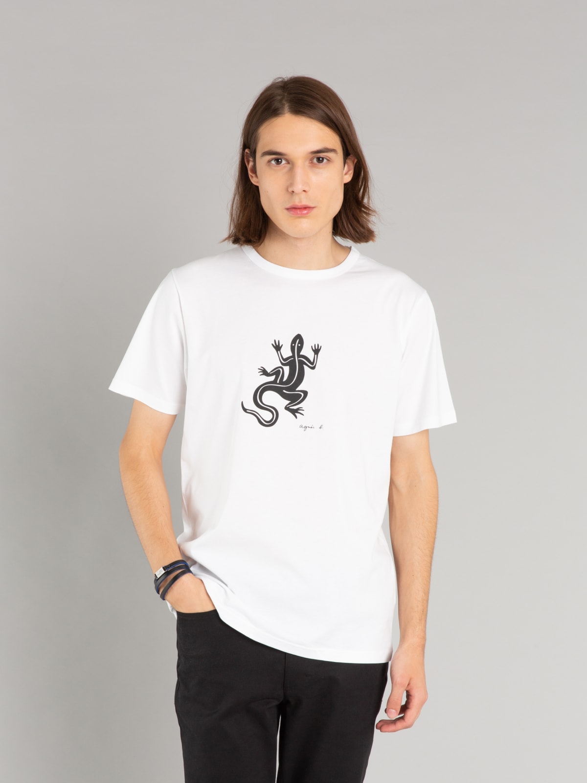 white short sleeves Coulos lizard t-shirt