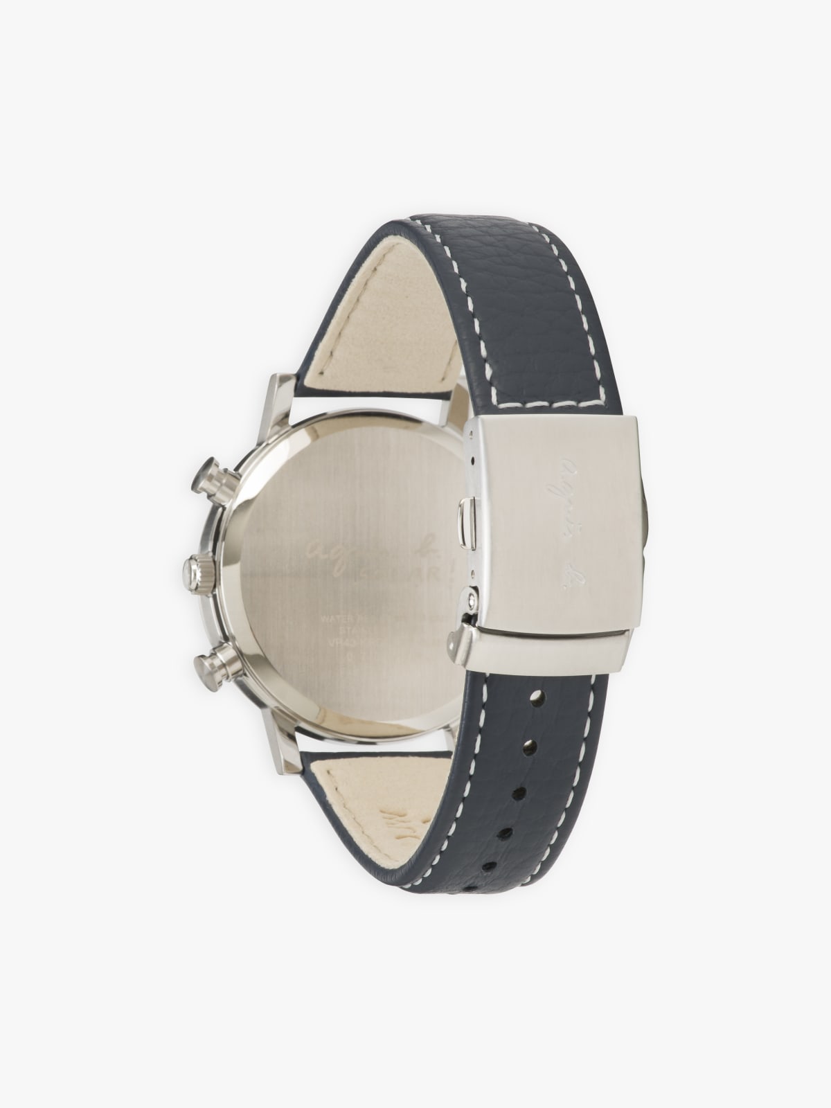 navy blue leather solar watch