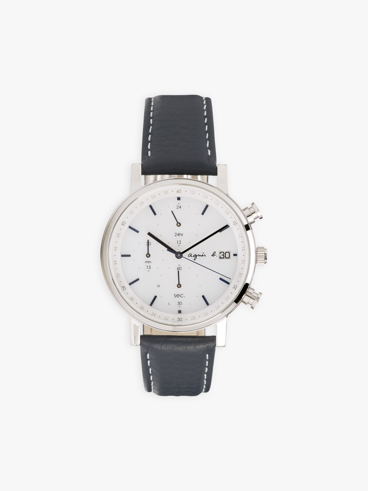 navy blue leather solar watch