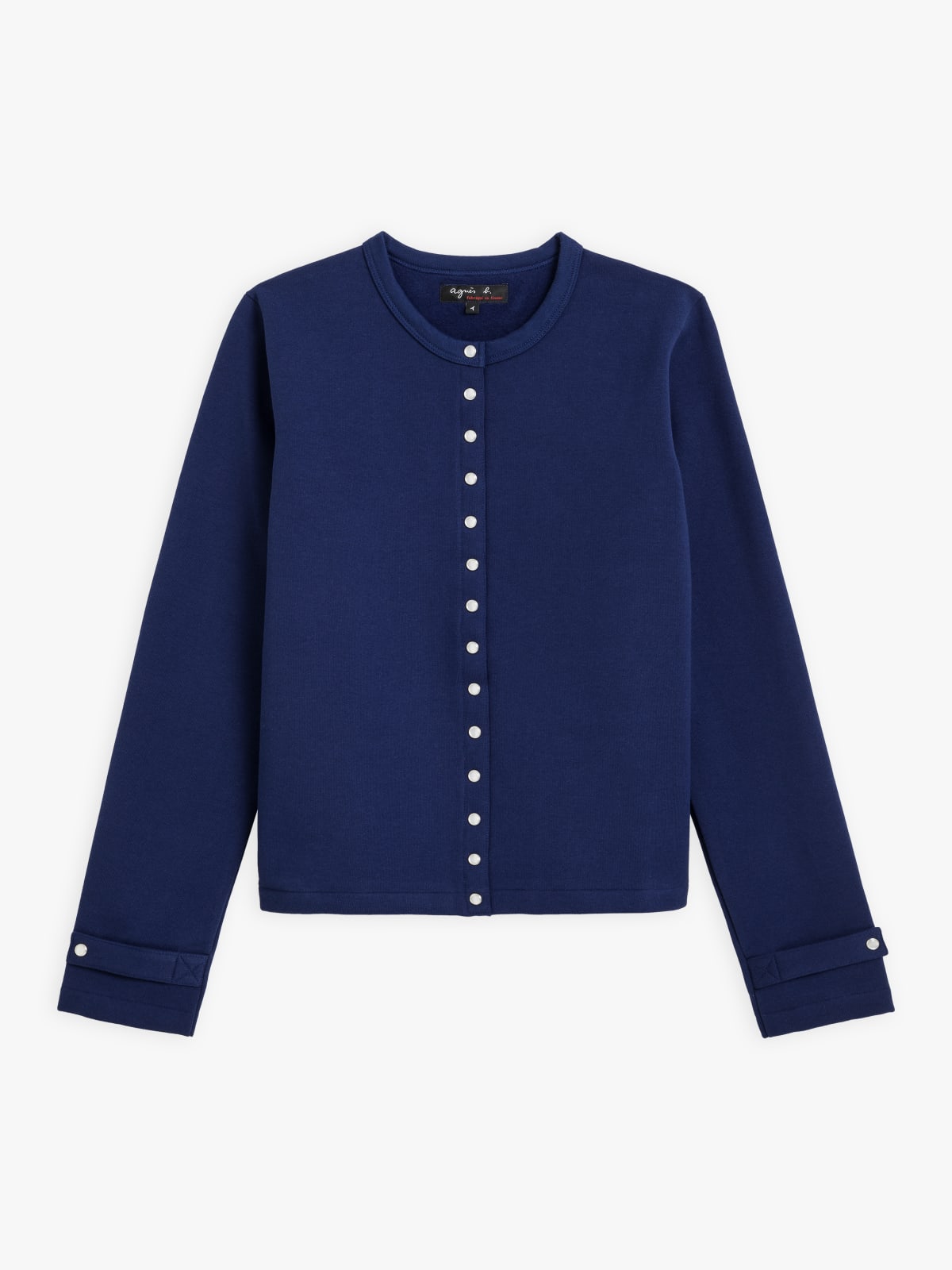 dark blue cotton fleece Rosana snap cardigan