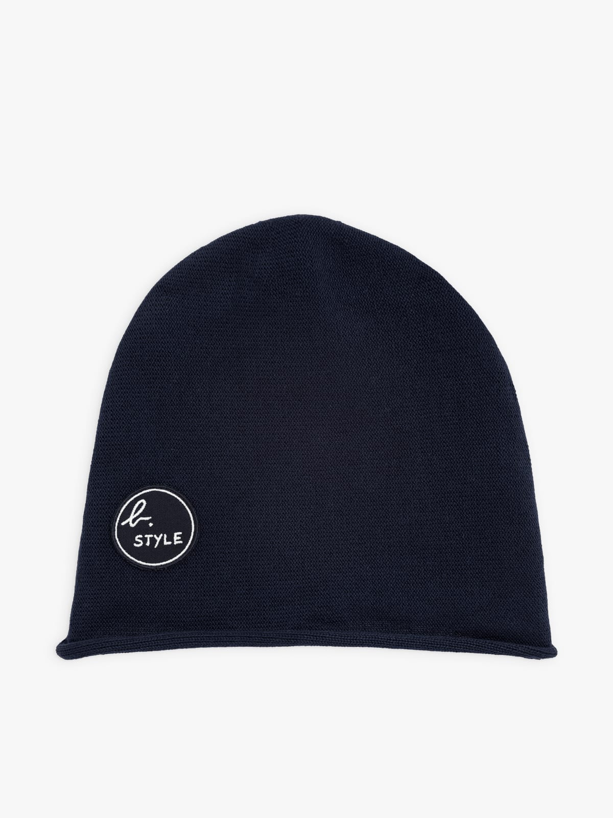 dark blue "b. style" beanie