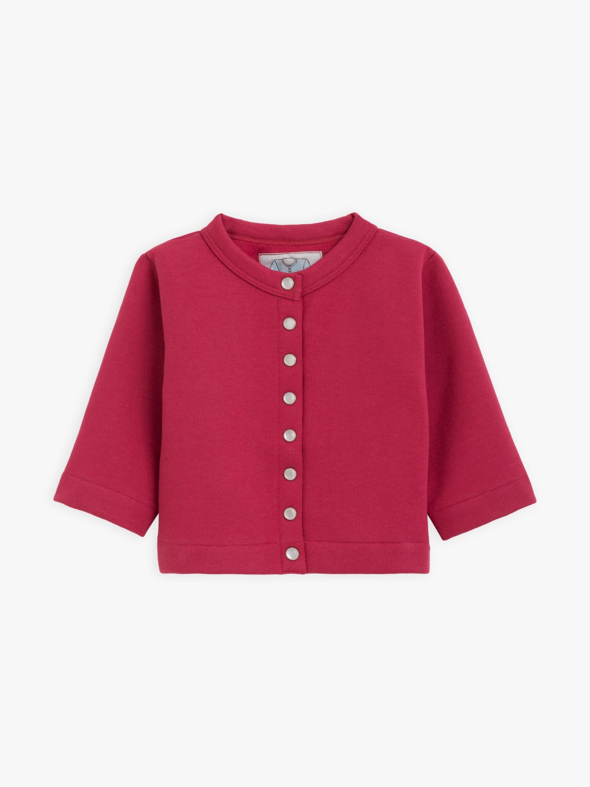 strawberry baby cotton fleece snap cardigan