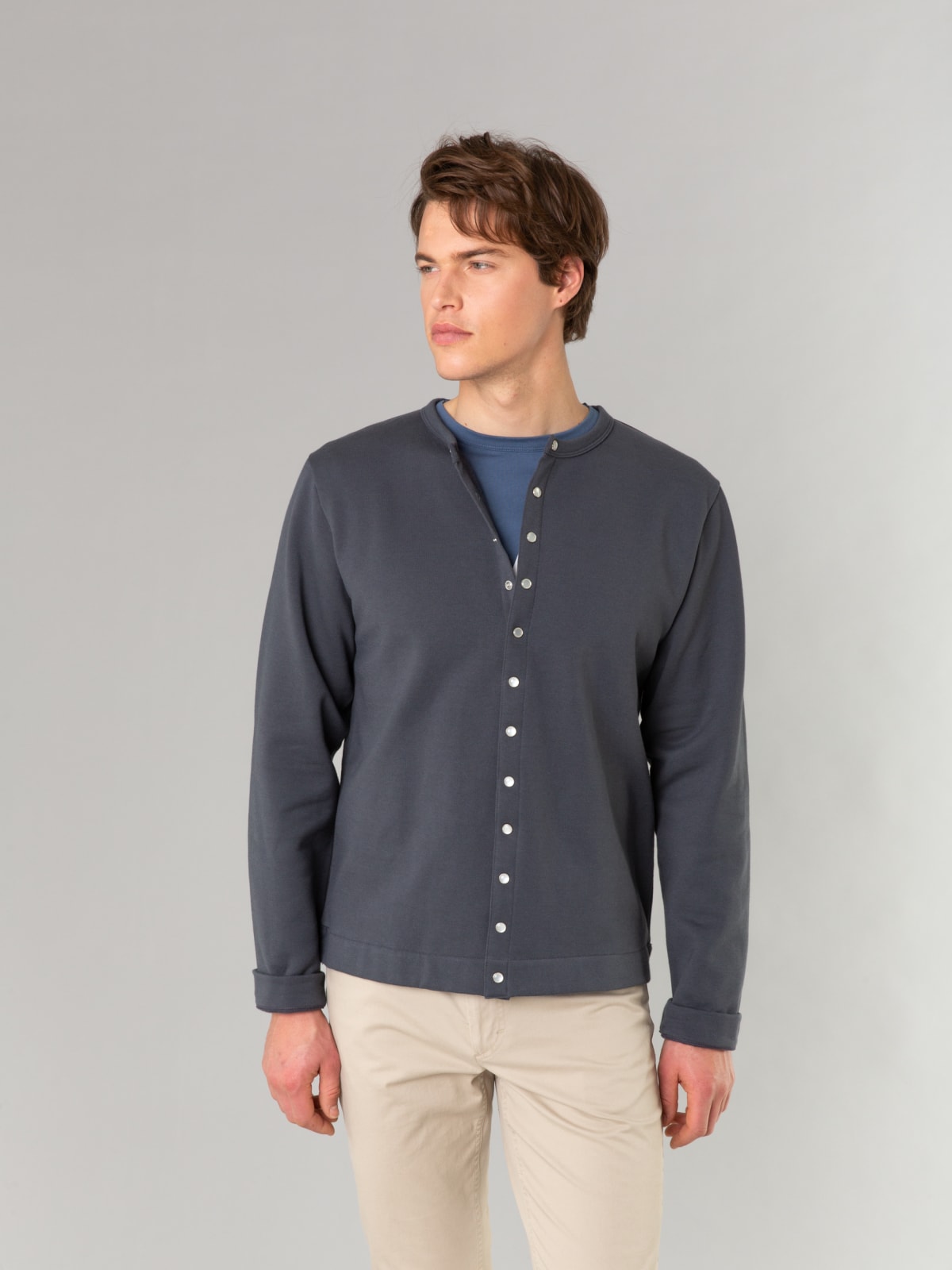 grey Nacre snap cardigan