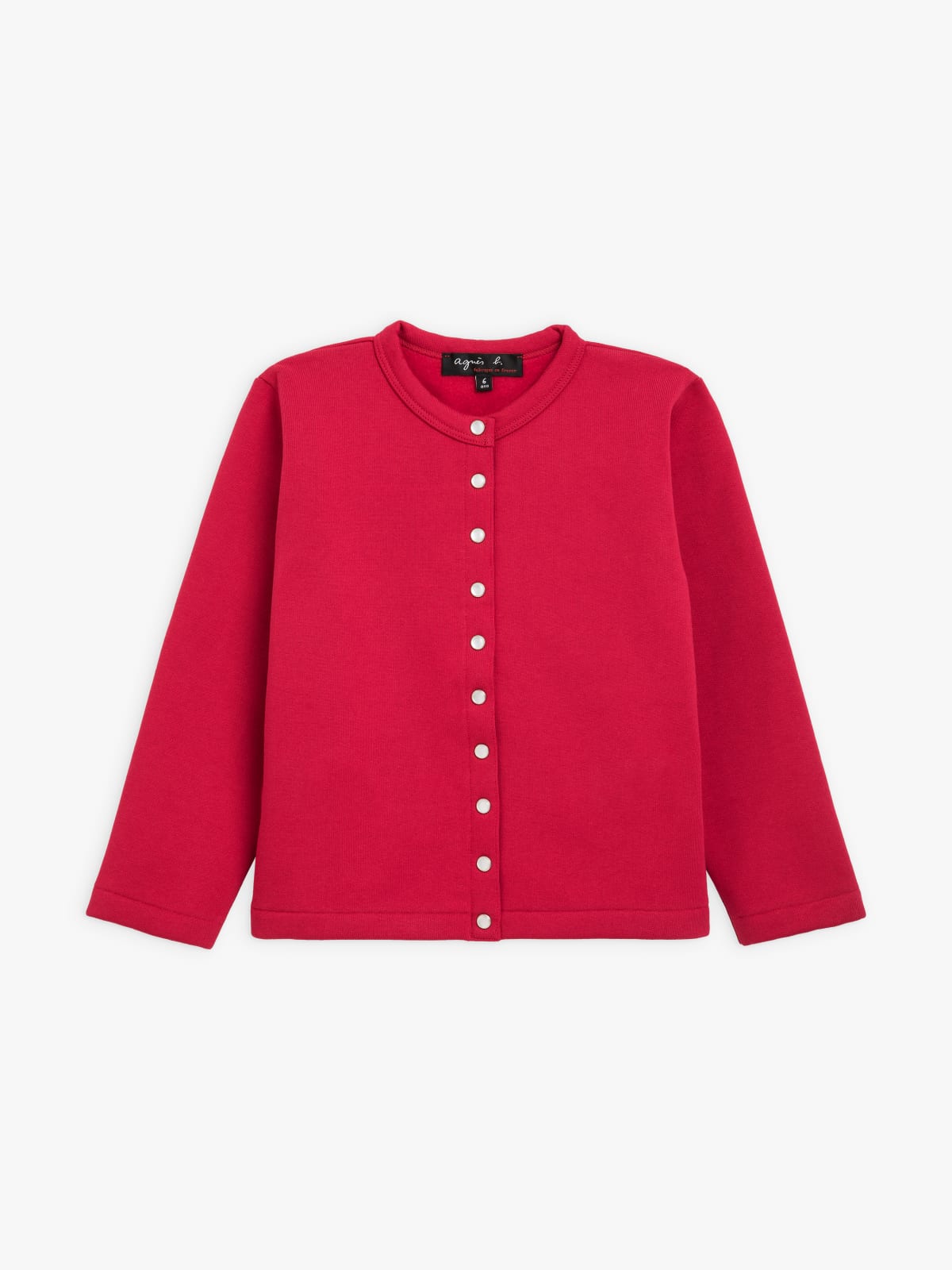 cardigan pression "12 ans" rouge carmin