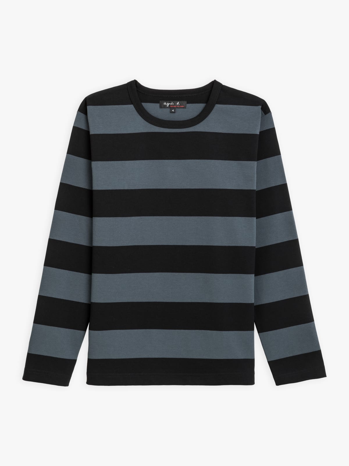 black and gray cotton Cool wide stripes t-shirt