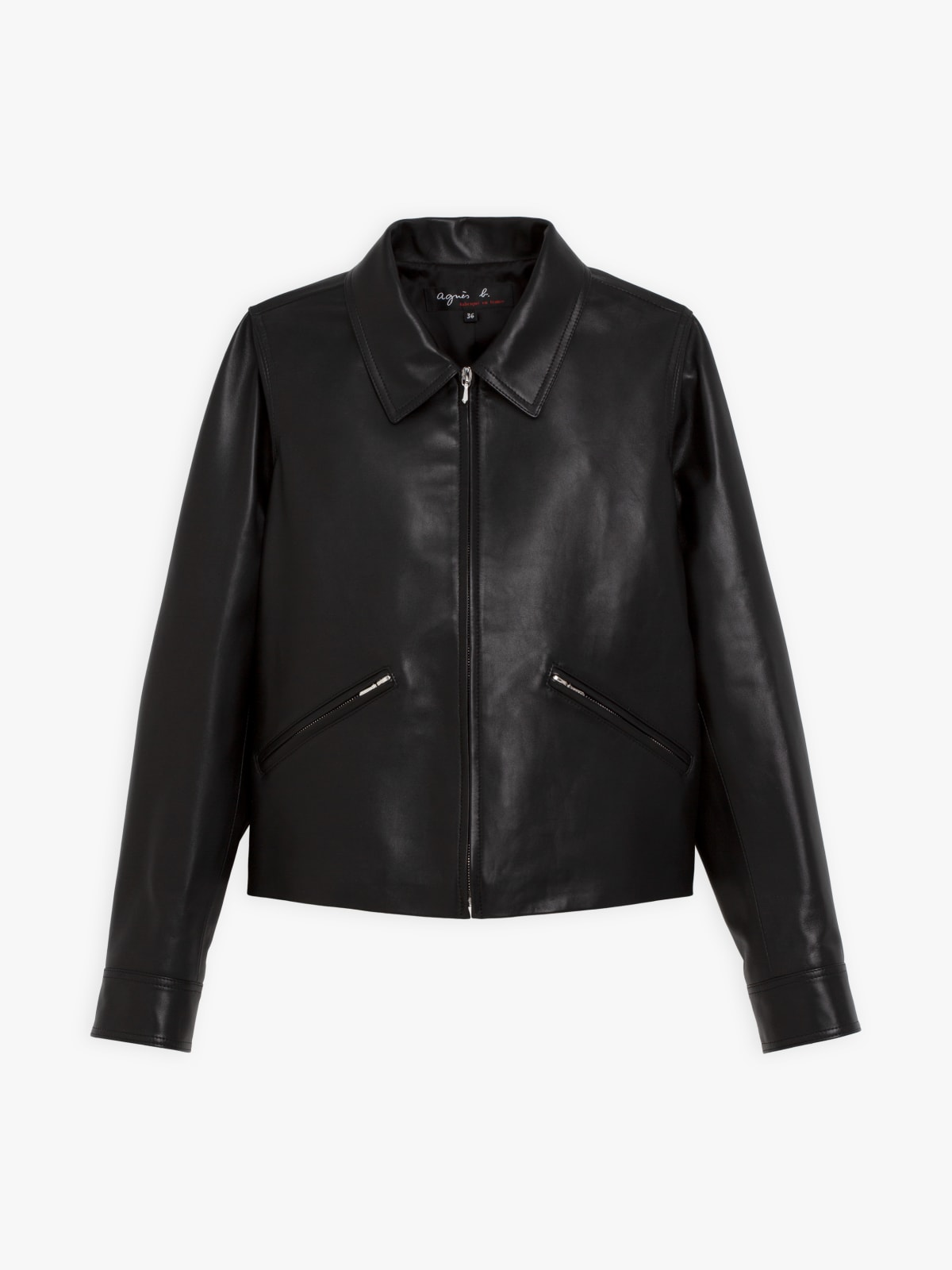 blouson Leslie noir en cuir d'agneau