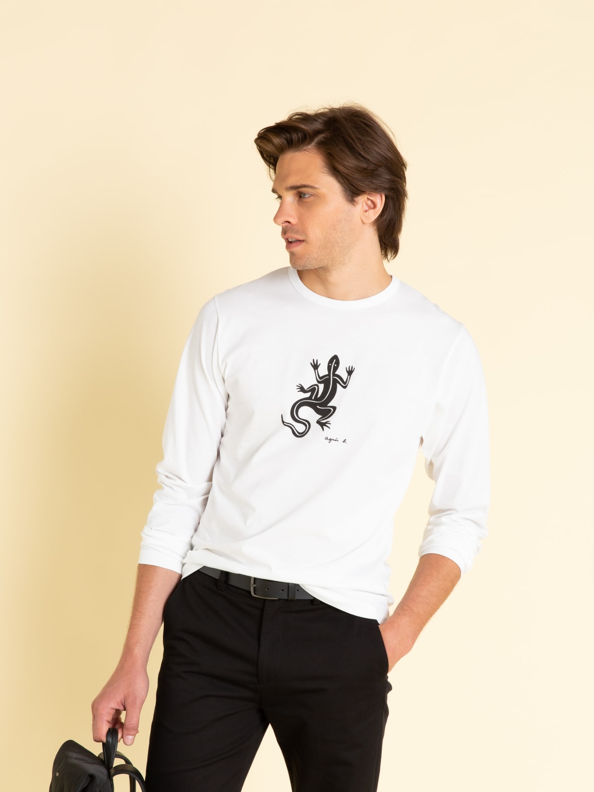 white long sleeves Coulos lizard t-shirt