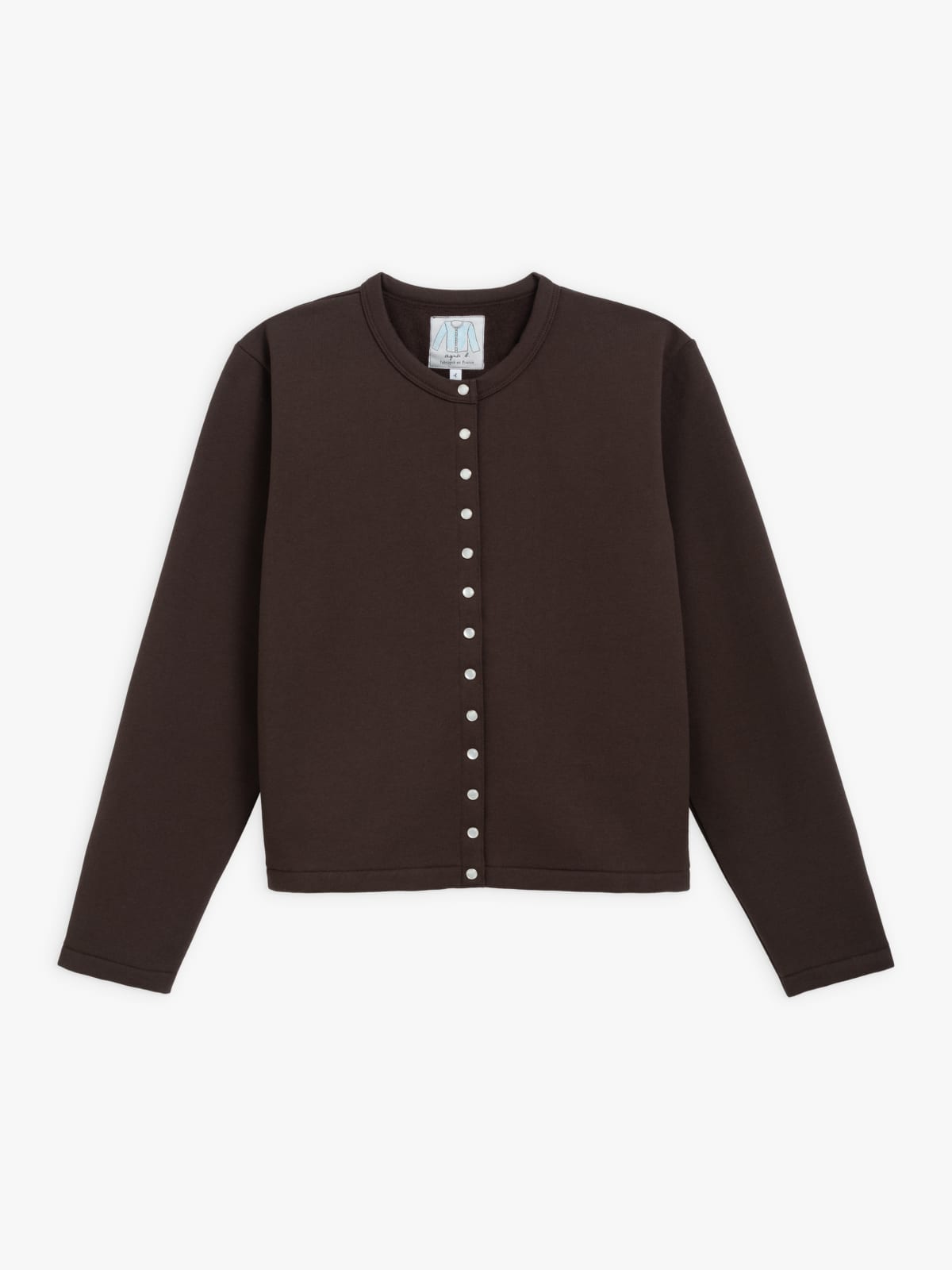 brown fleece Le Classique snap cardigan