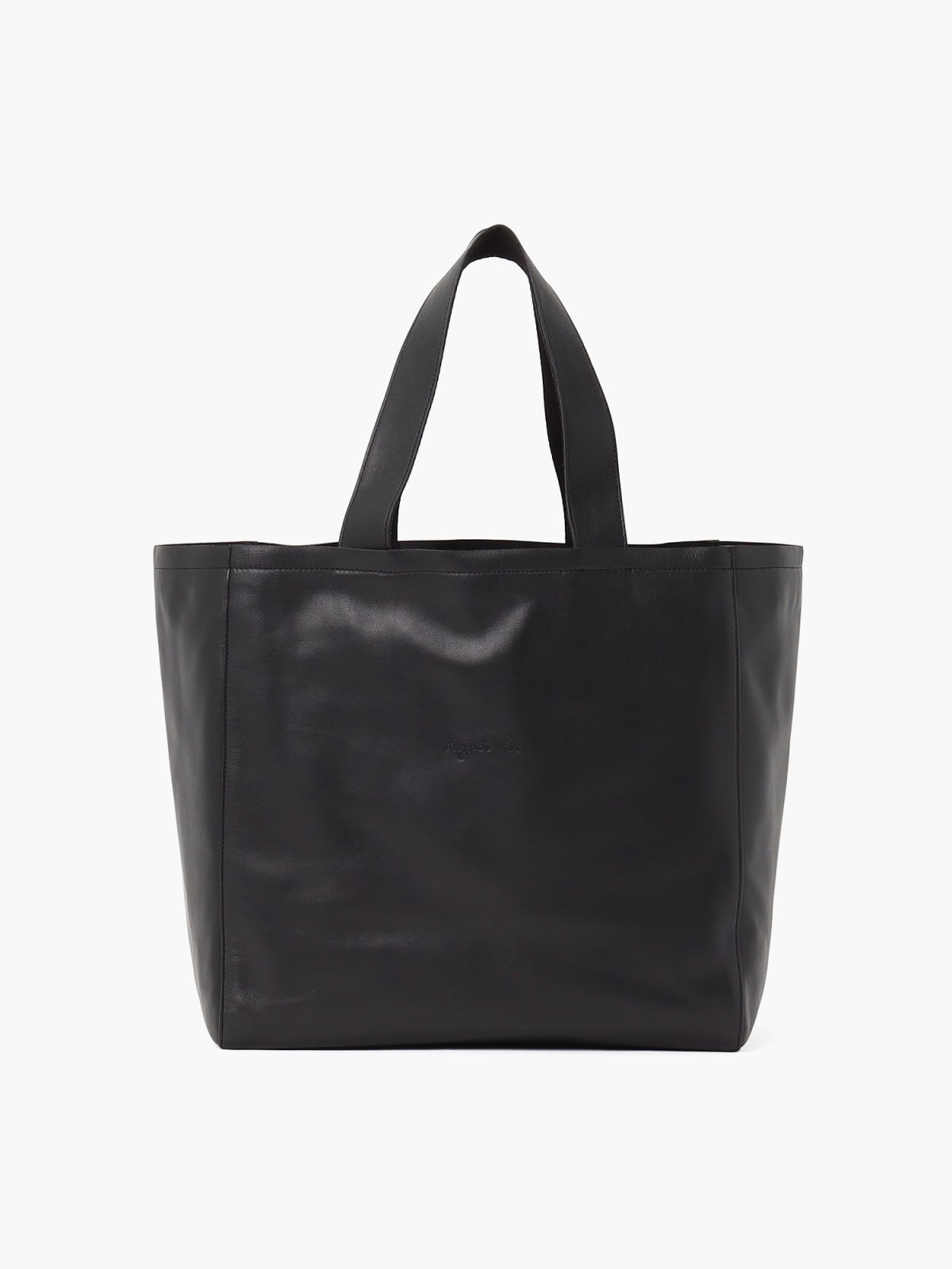 black leather shoulder tote image number 0