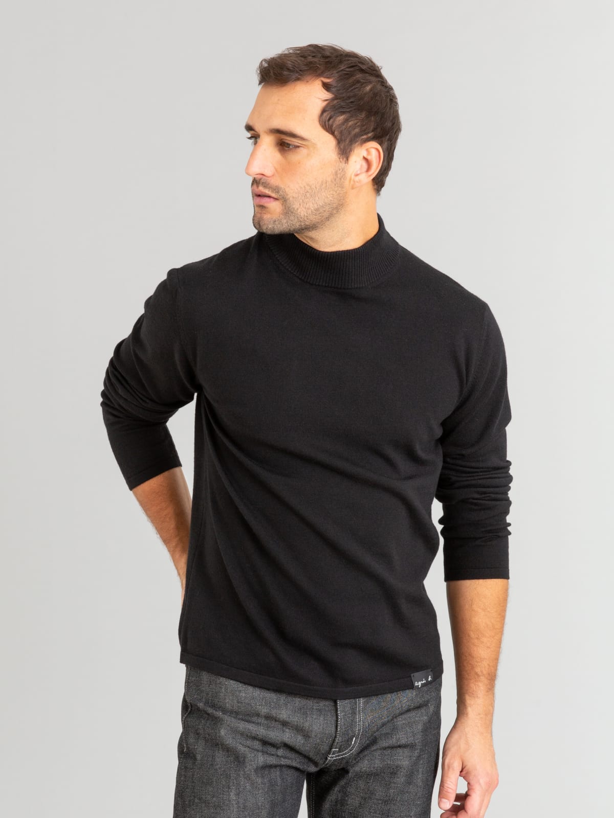 black merino wool Panama sweater