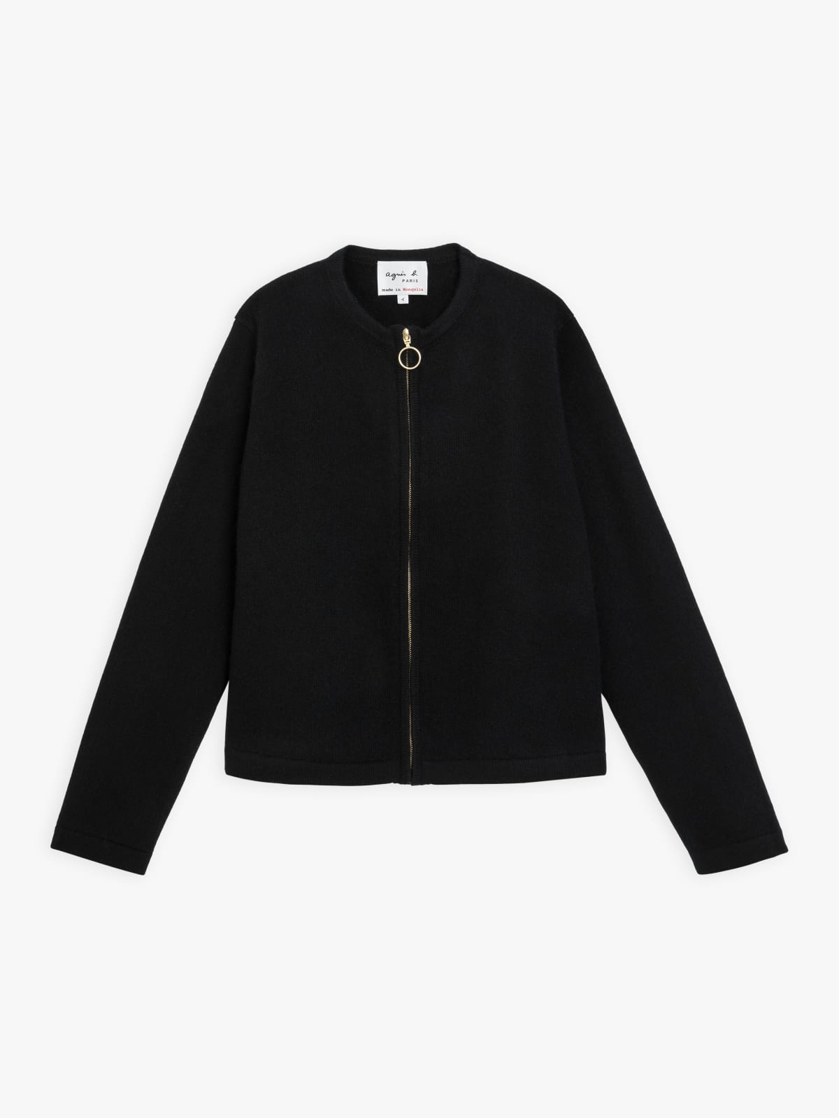 cardigan Zip noir en cachemire