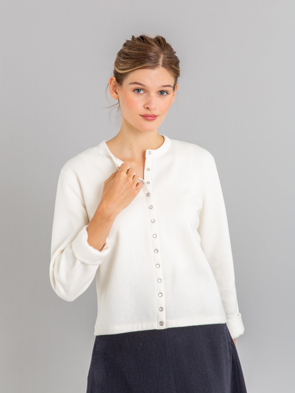 cream Le Classique snap cardigan